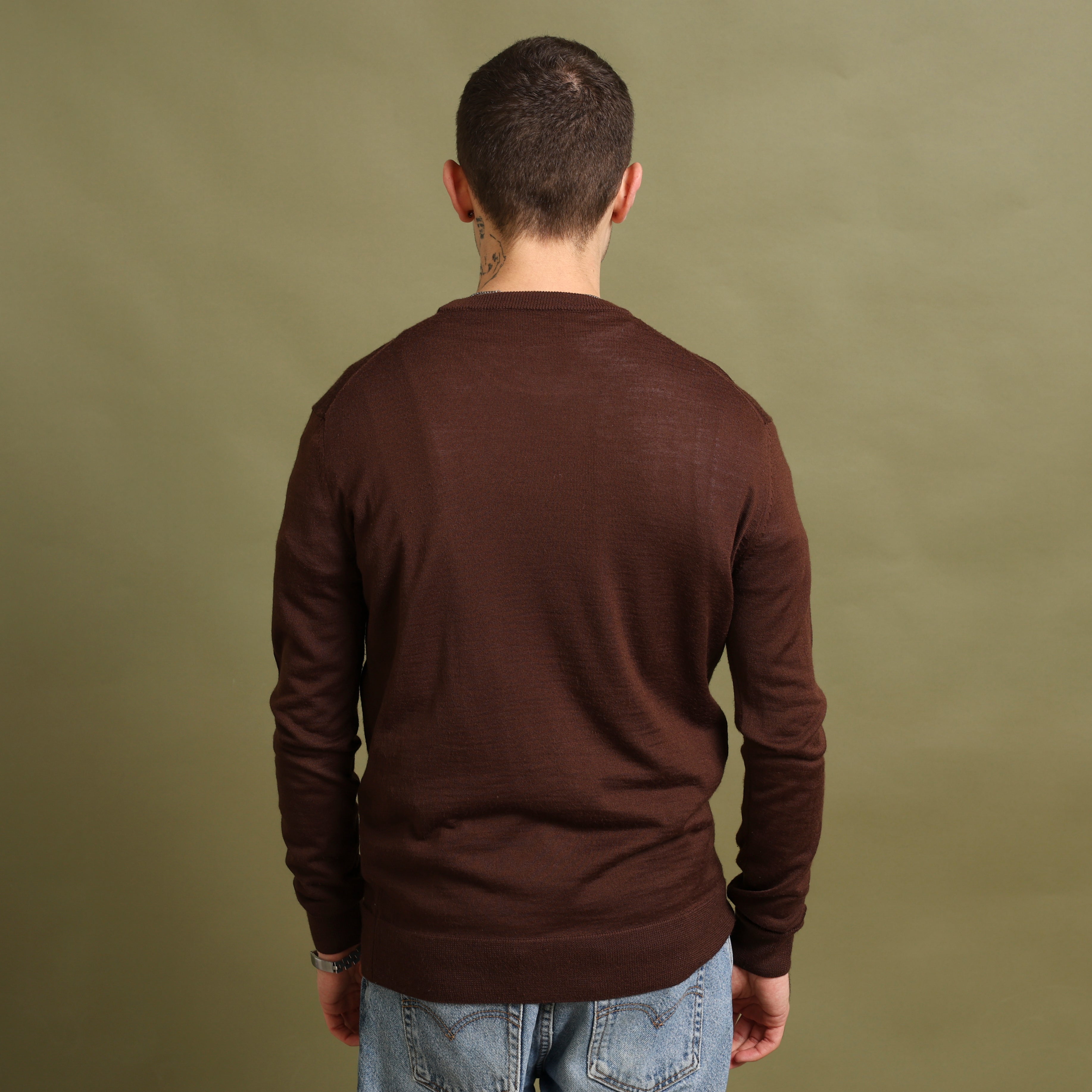 Vintage Aquascutum Jumper M Brown Cotton