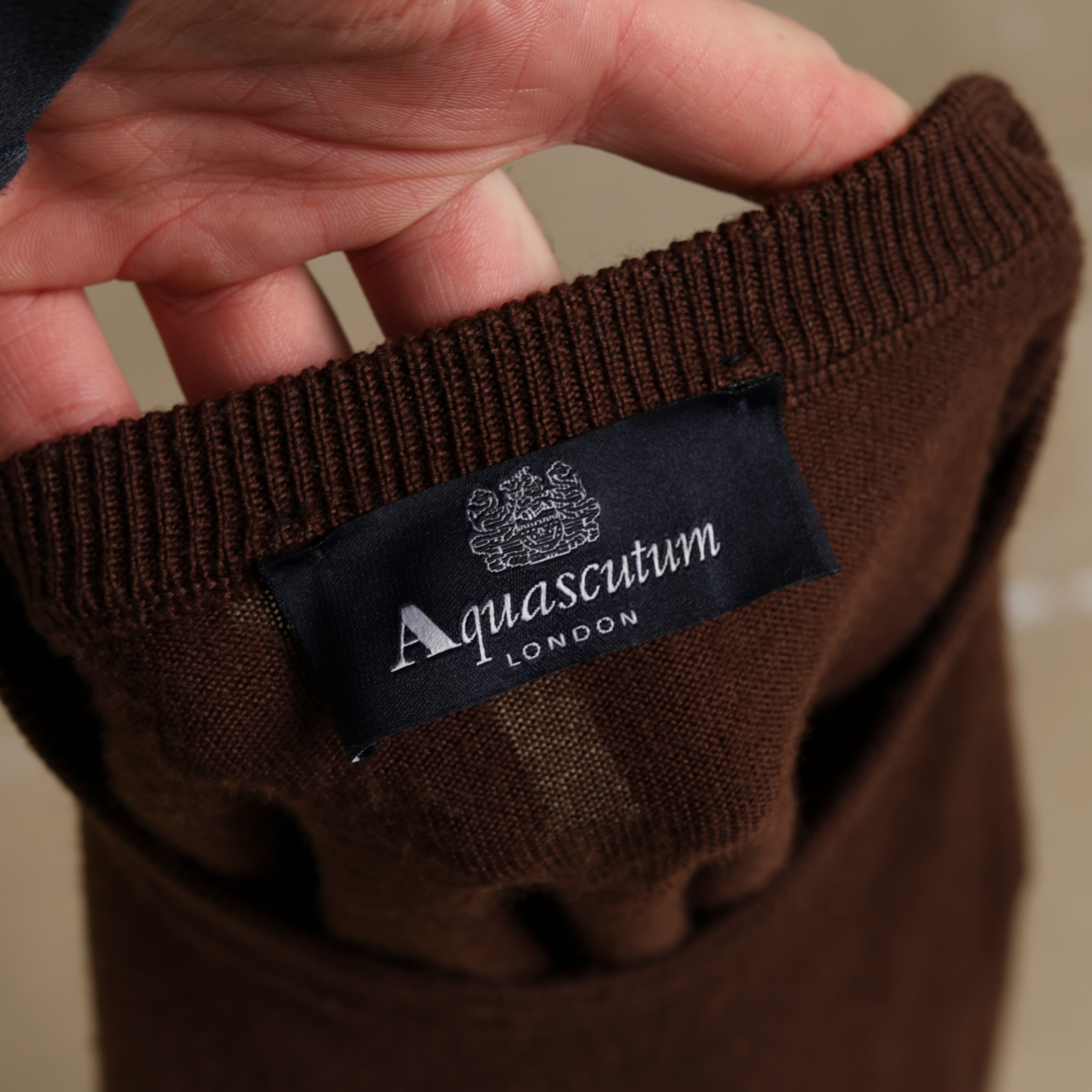 Vintage Aquascutum Jumper M Brown Cotton