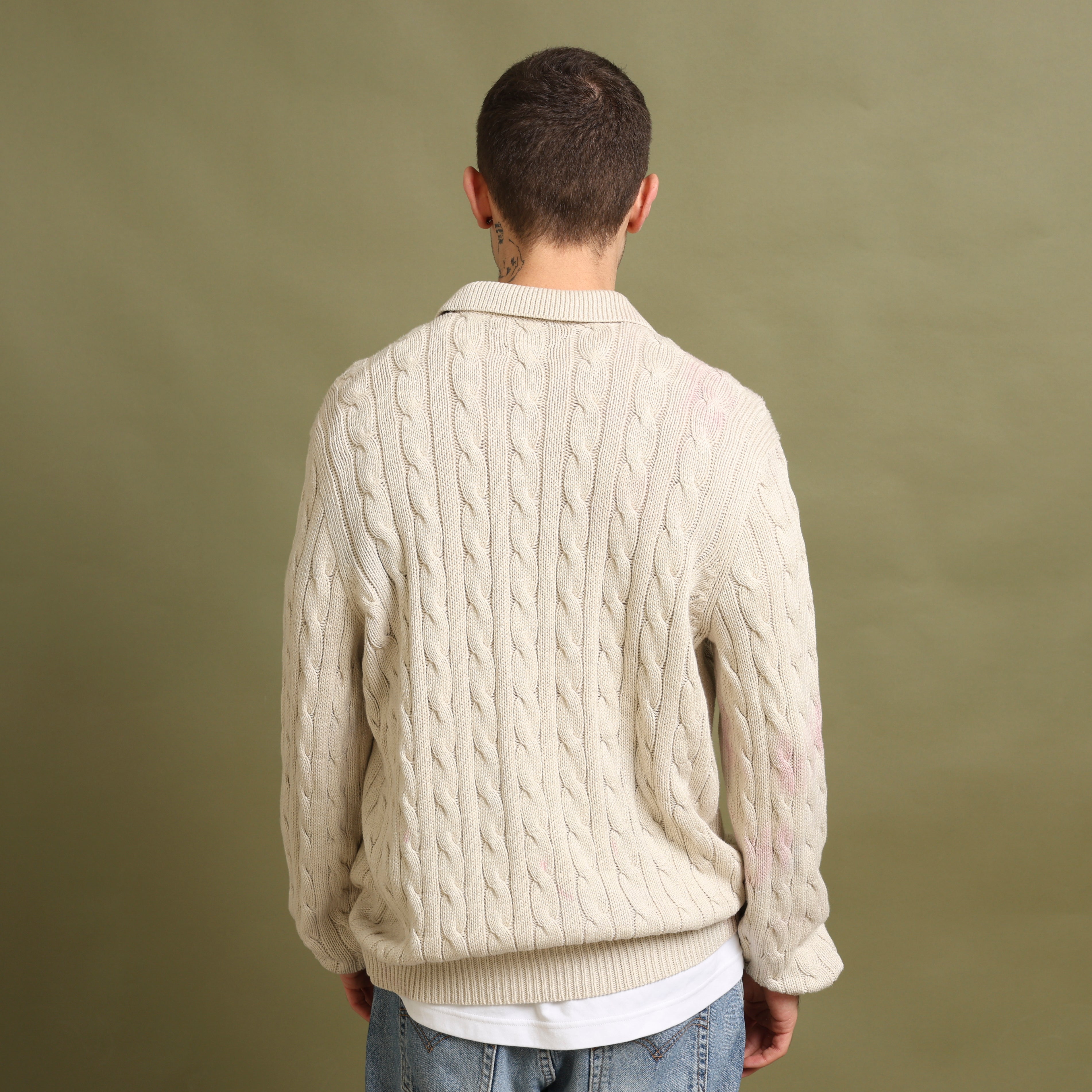Vintage Polo Ralph Lauren Button-up Jumper L Cream Cotton