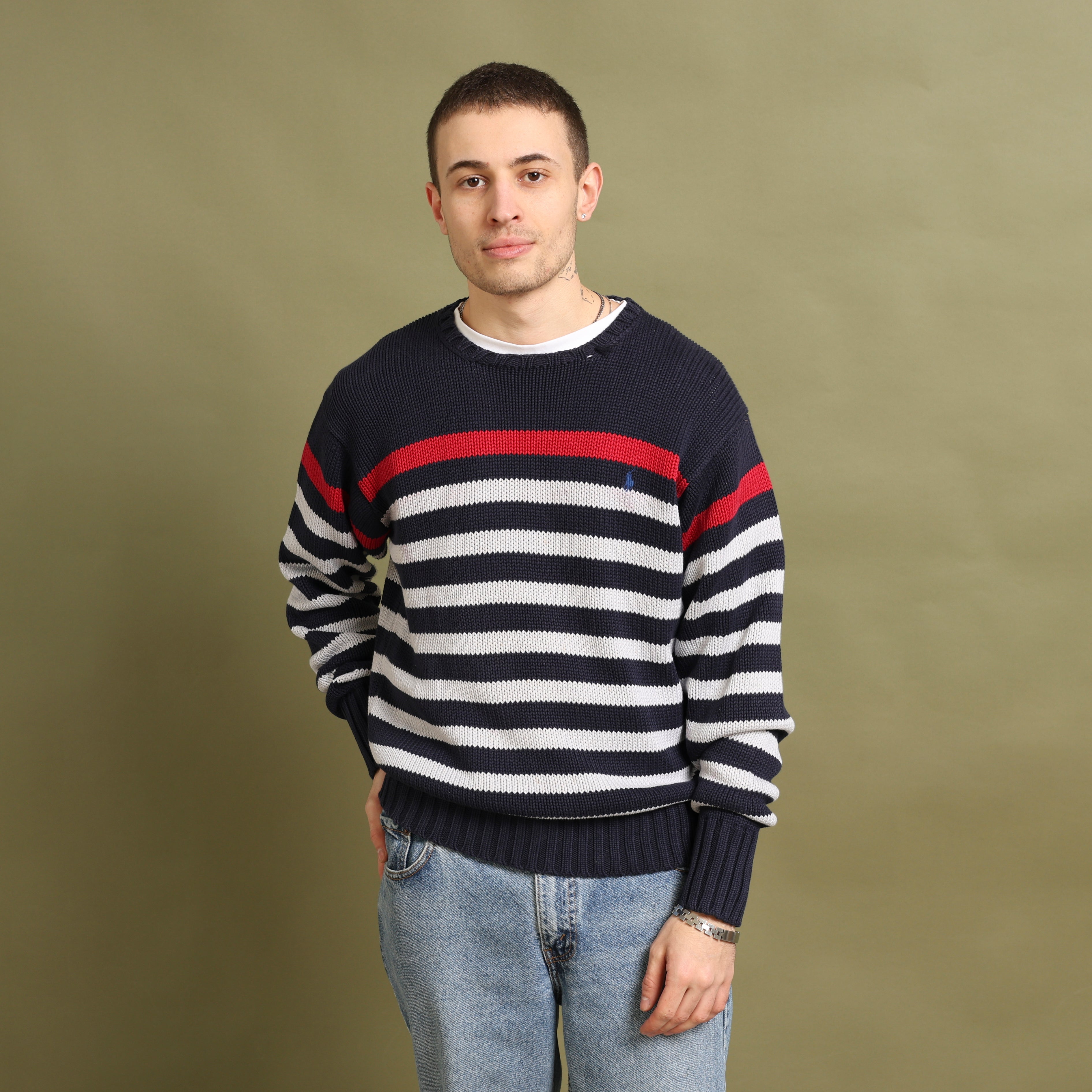 Vintage Polo Ralph Lauren Jumper S Navy Blue Cotton