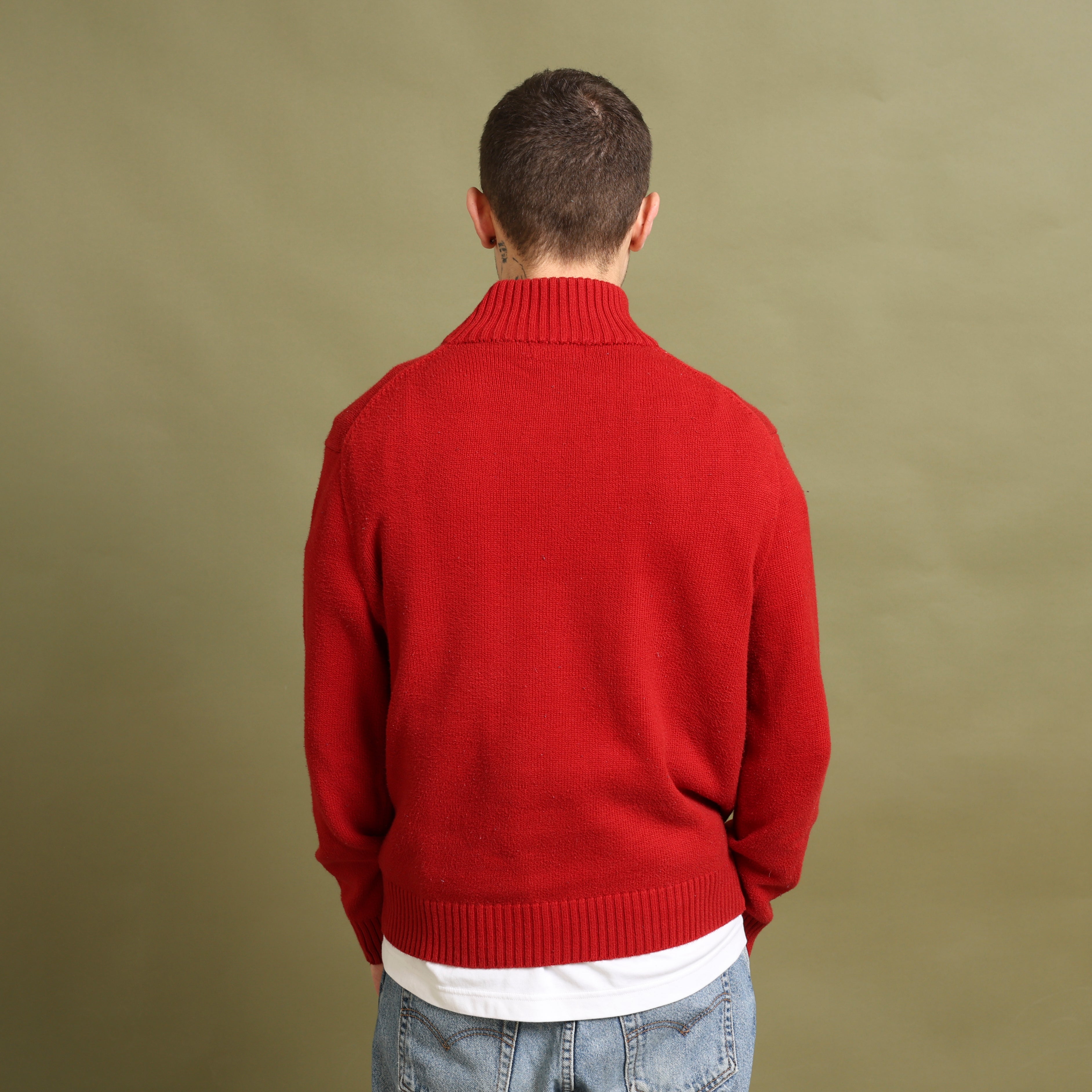 Vintage Polo Ralph Lauren 1/4 Zip Jumper  M Red Cotton