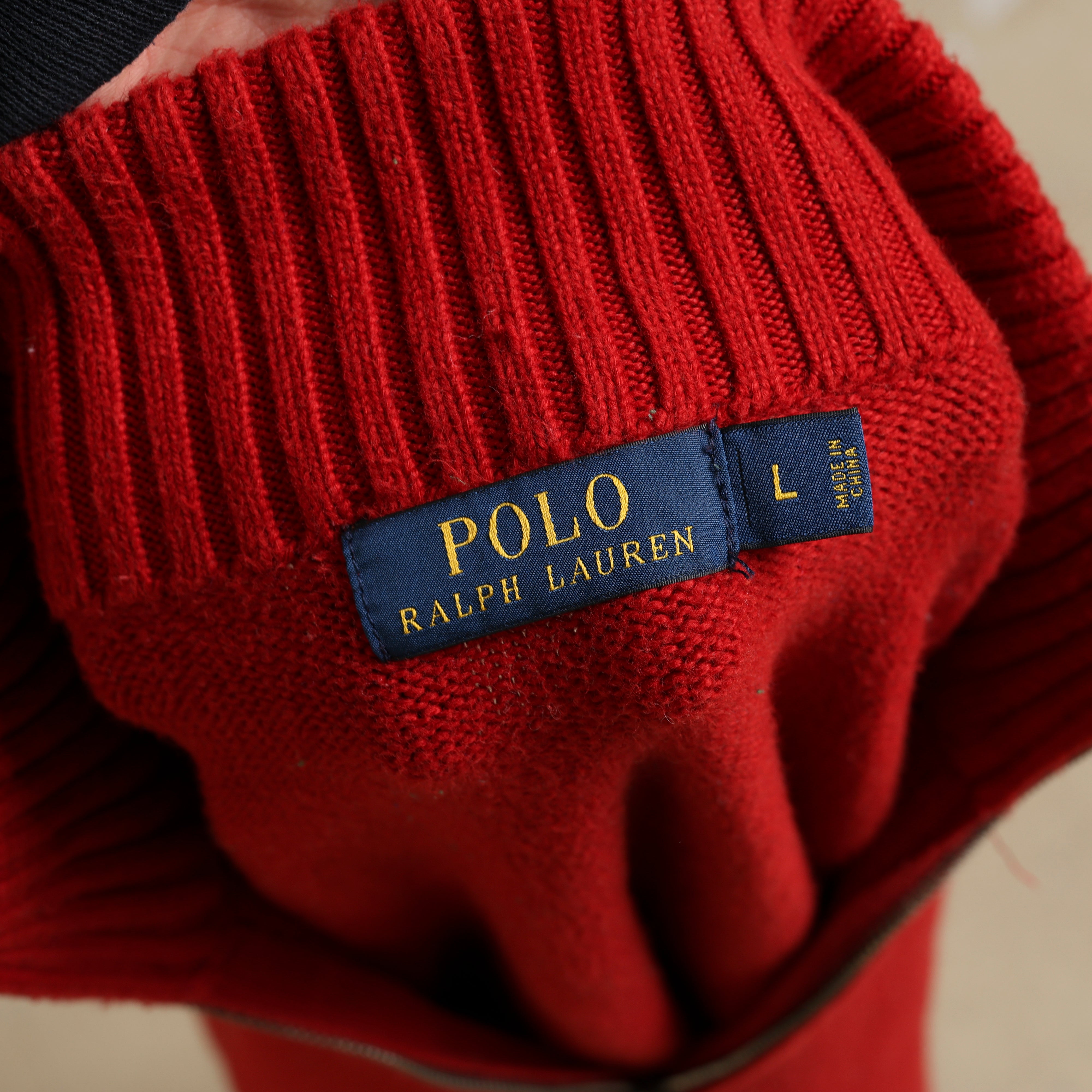 Vintage Polo Ralph Lauren 1/4 Zip Jumper  M Red Cotton