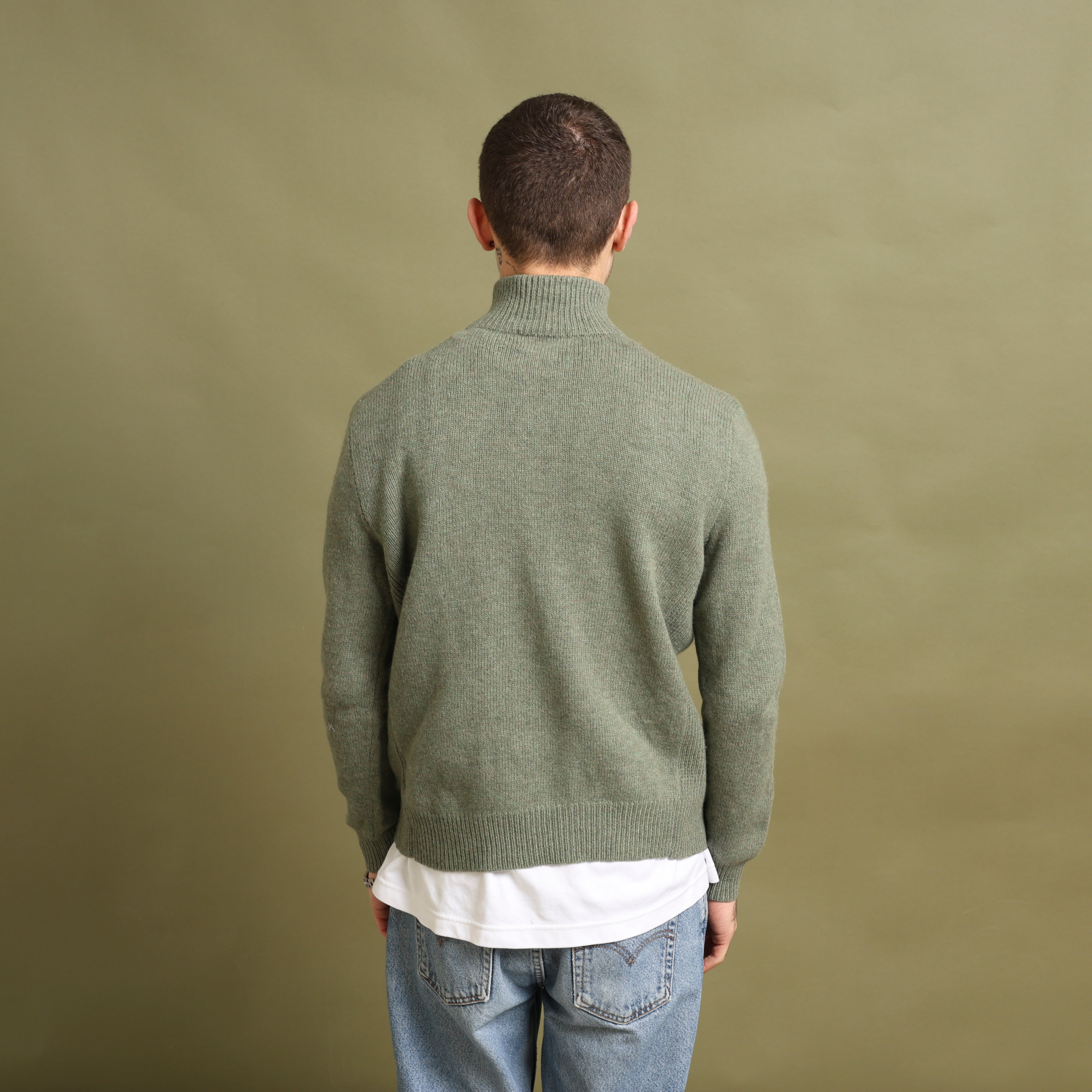 Vintage Polo Ralph Lauren 1/4 Zip Jumper  M Green Wool