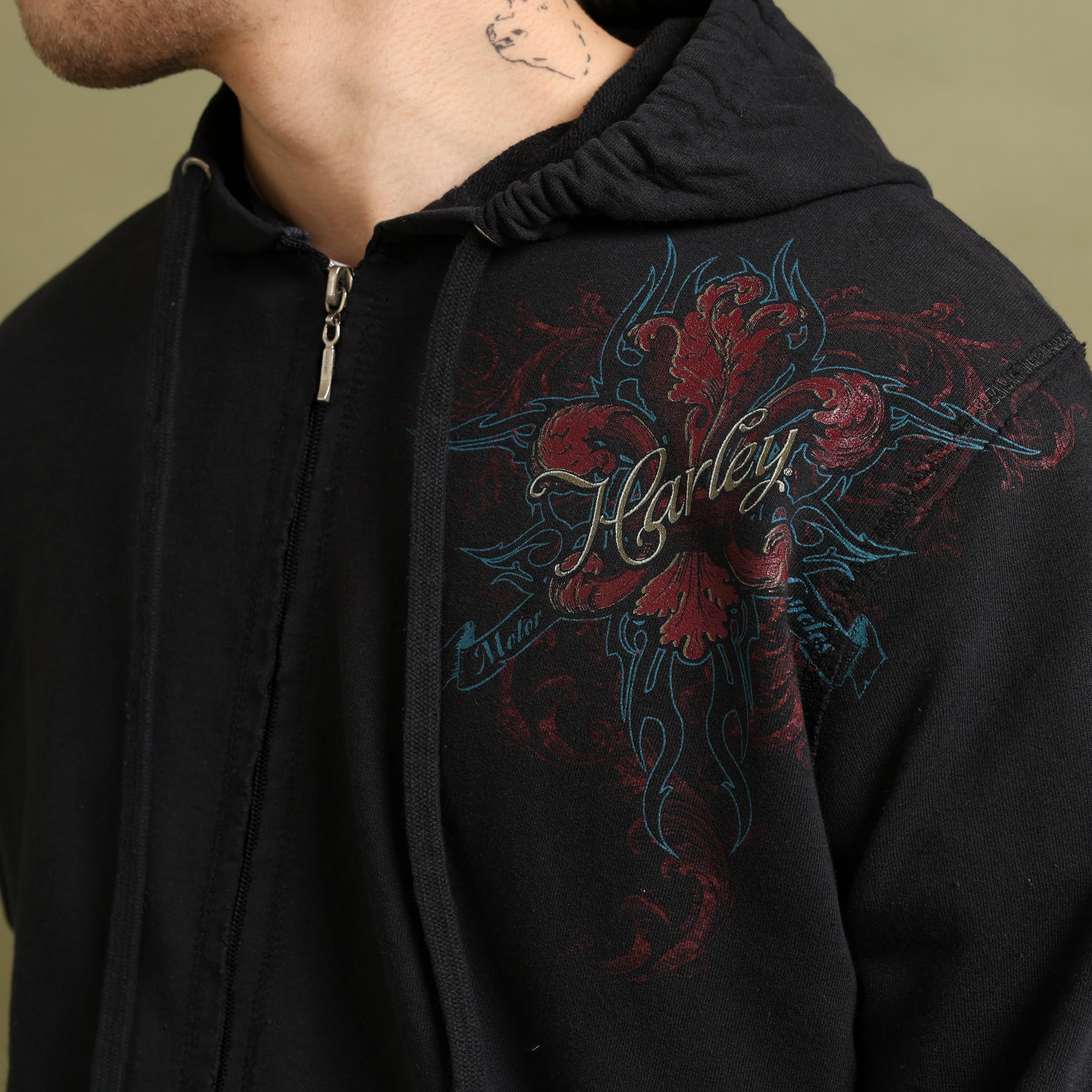 Vintage Harley Davidson Full-Zip Hoodie  S Black Cotton