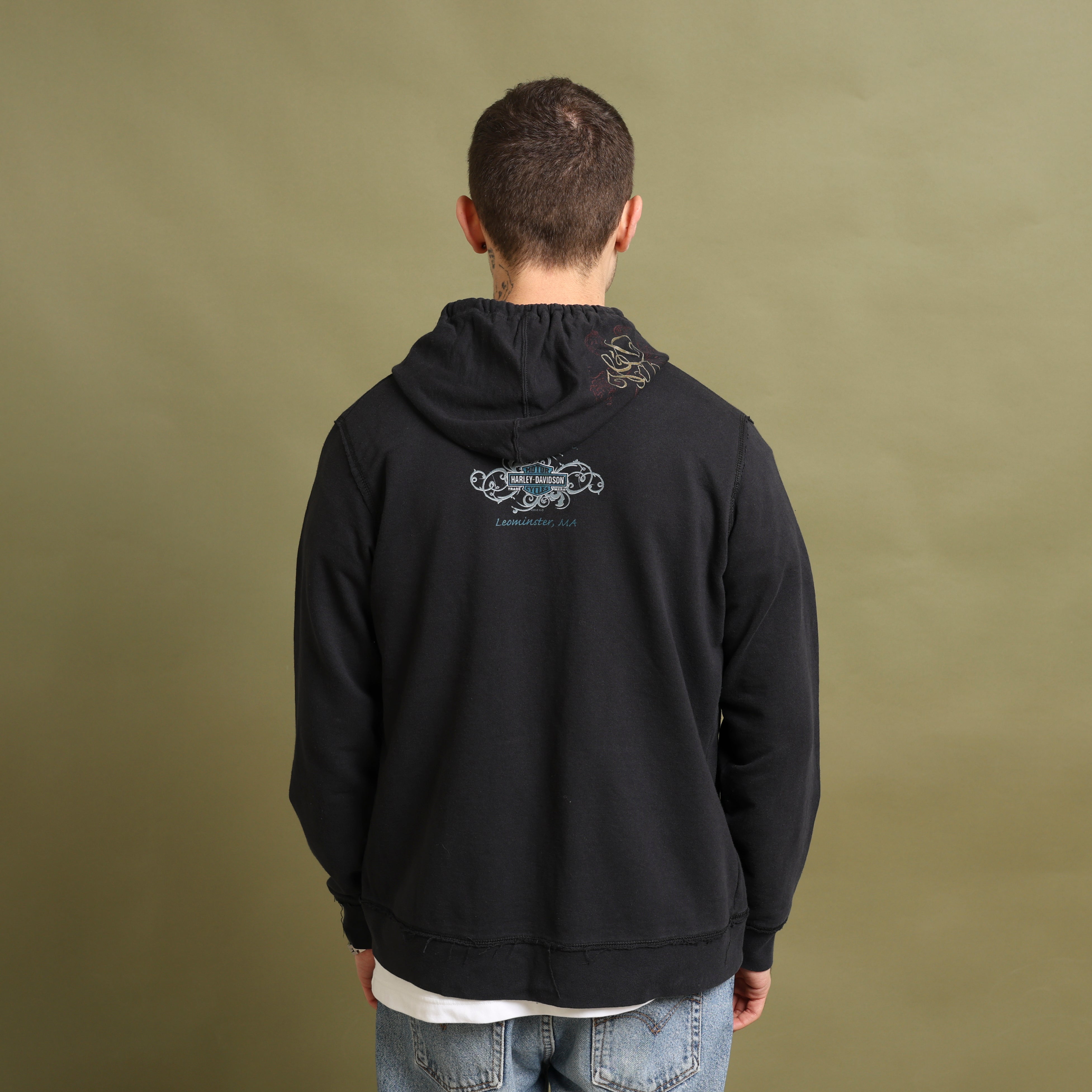Vintage Harley Davidson Full-Zip Hoodie  S Black Cotton