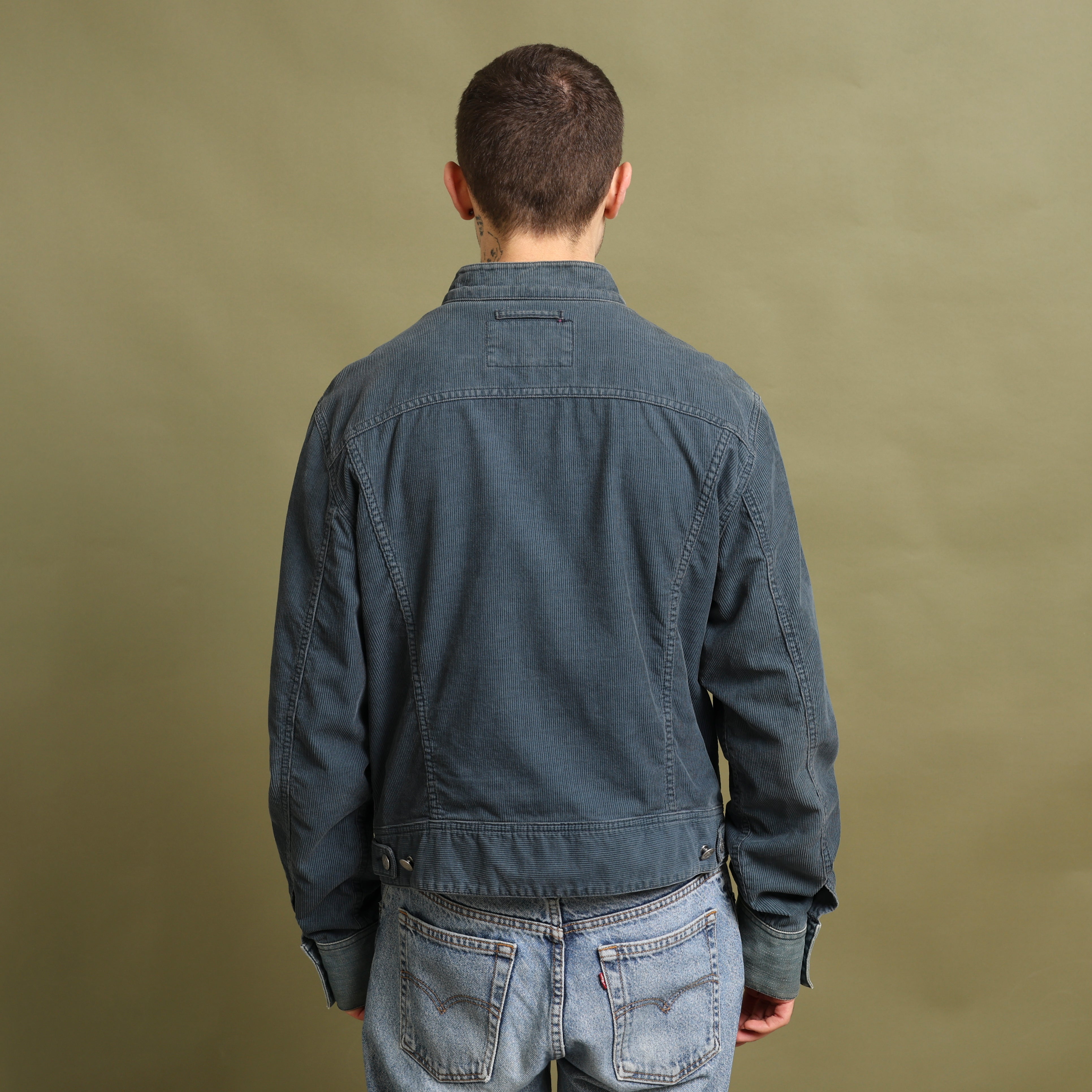Vintage Armani Jeans Chore Jacket M Blue Corduroy