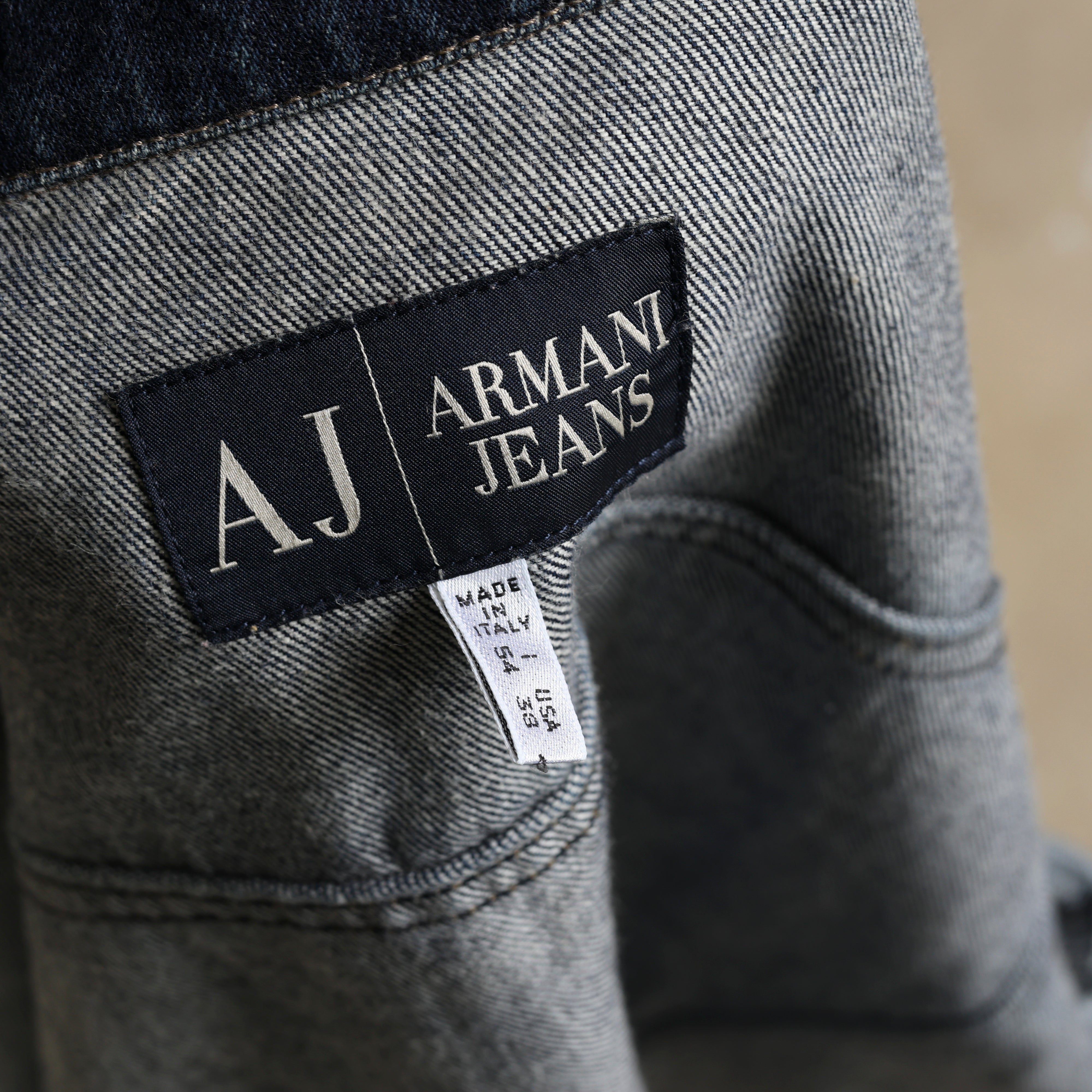 Vintage Armani Jeans Denim Jacket M Dark Blue Denim