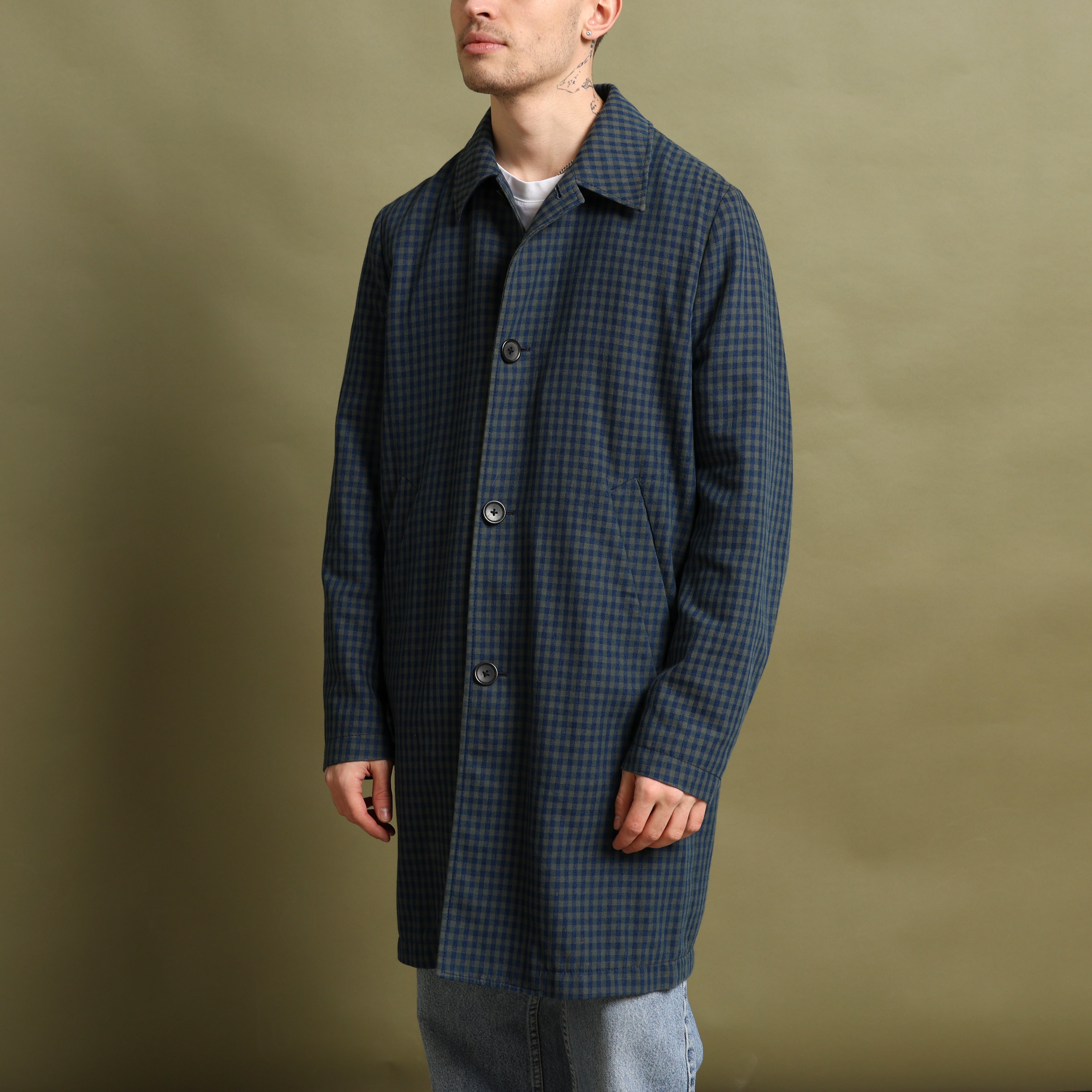 Vintage Paul Smith Overcoat M Blue Cotton