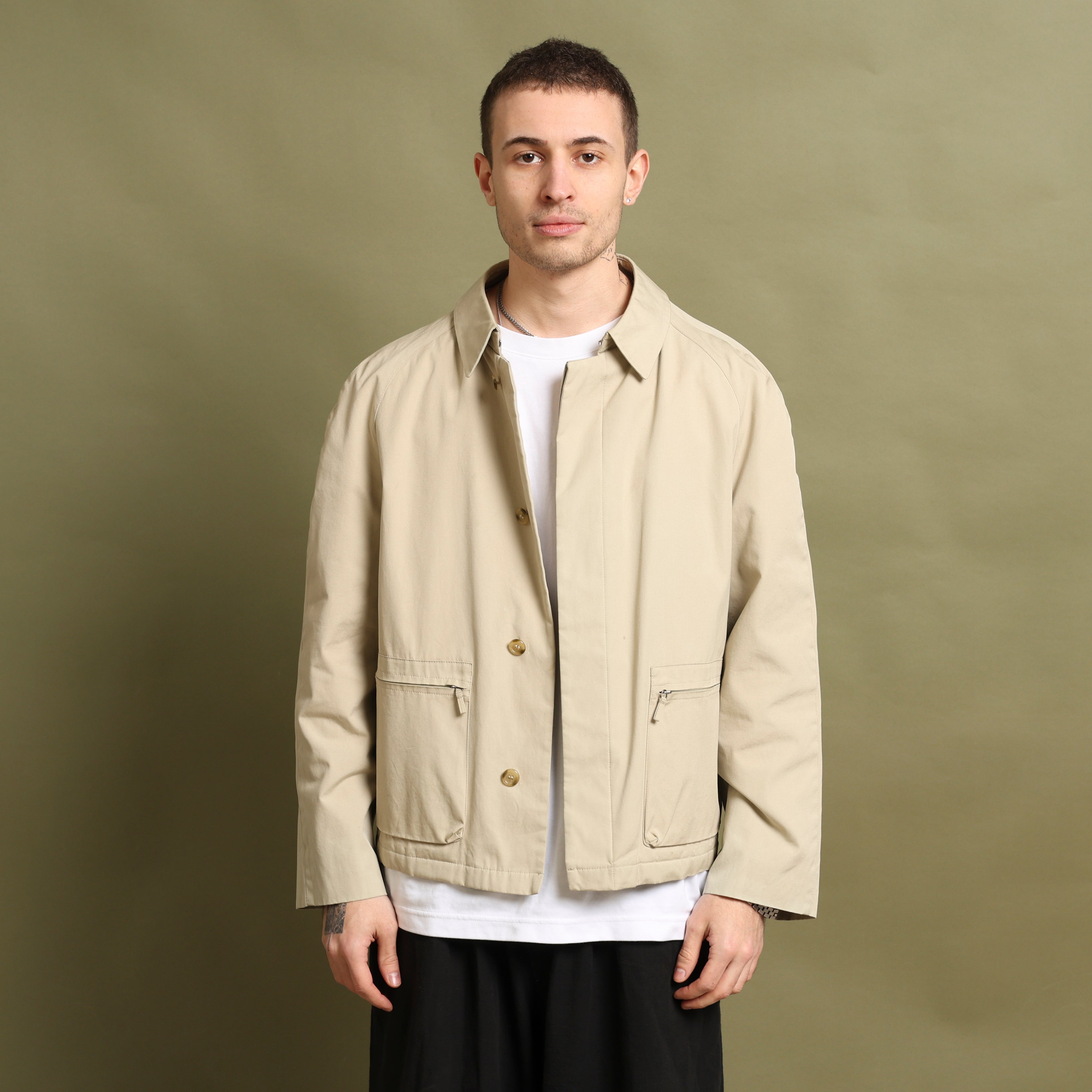 Vintage Burberry Harrington Jacket S Cream Cotton