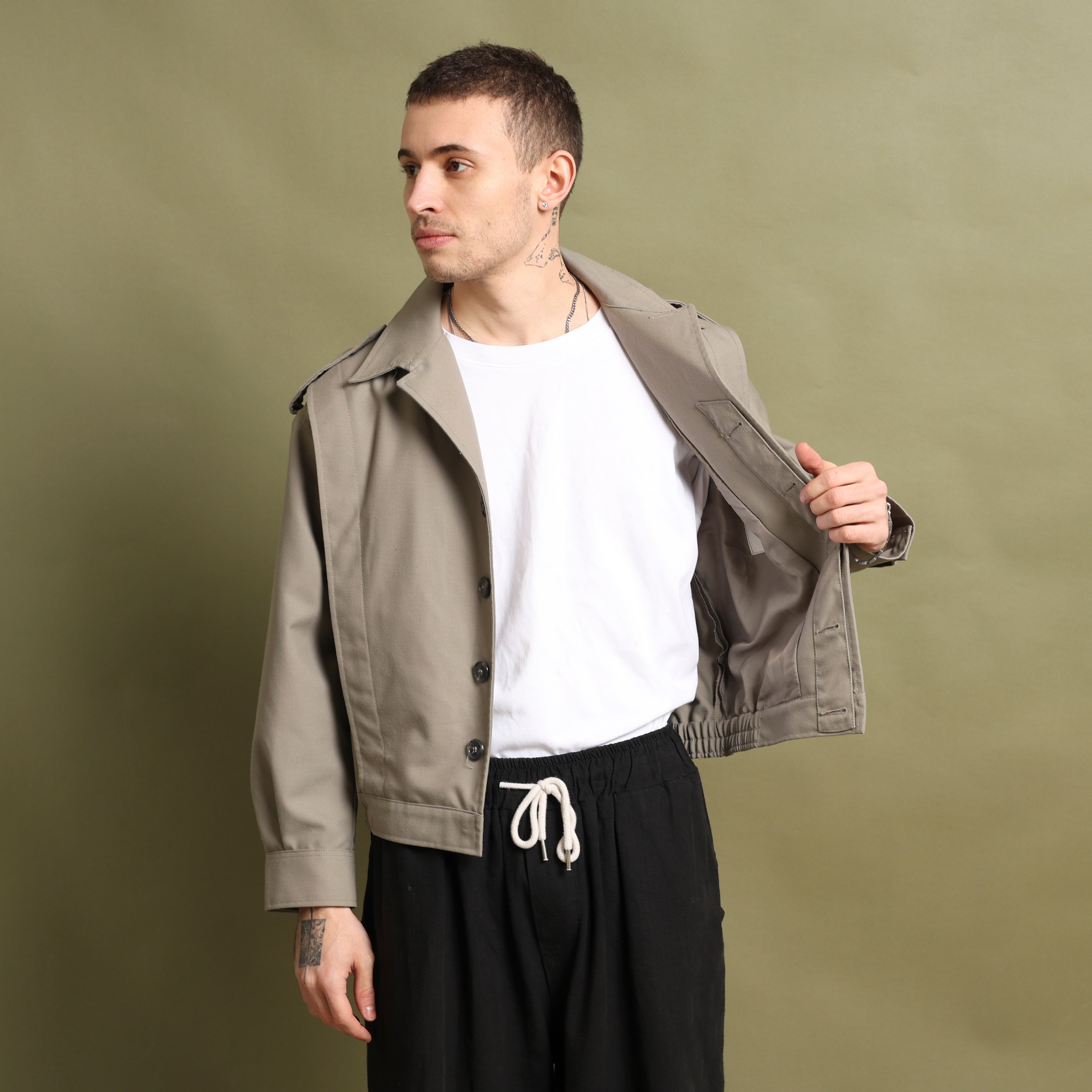 Vintage US Army Chore Jacket S Grey Cotton