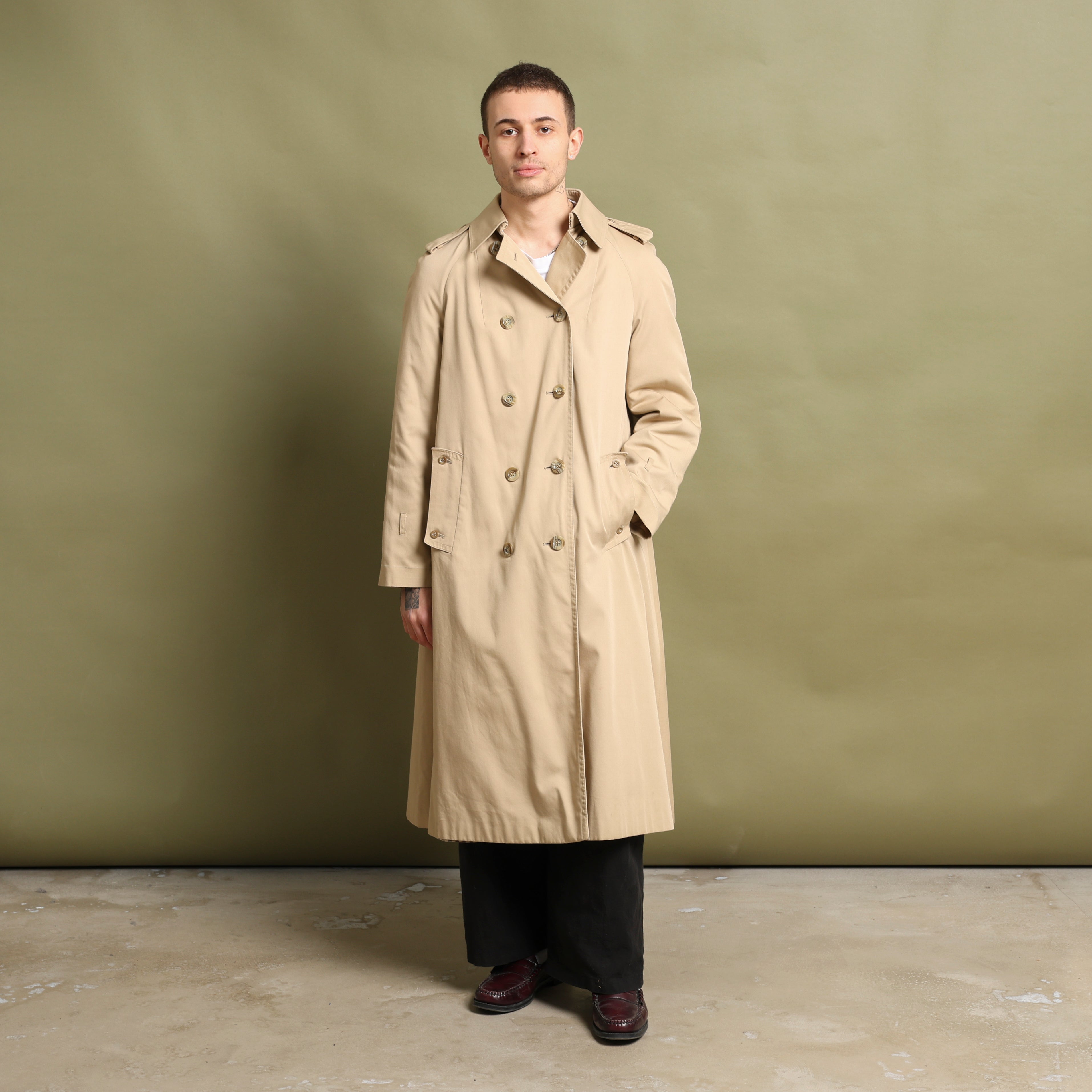 Vintage Aquascutum Trench Coat M Beige Cotton