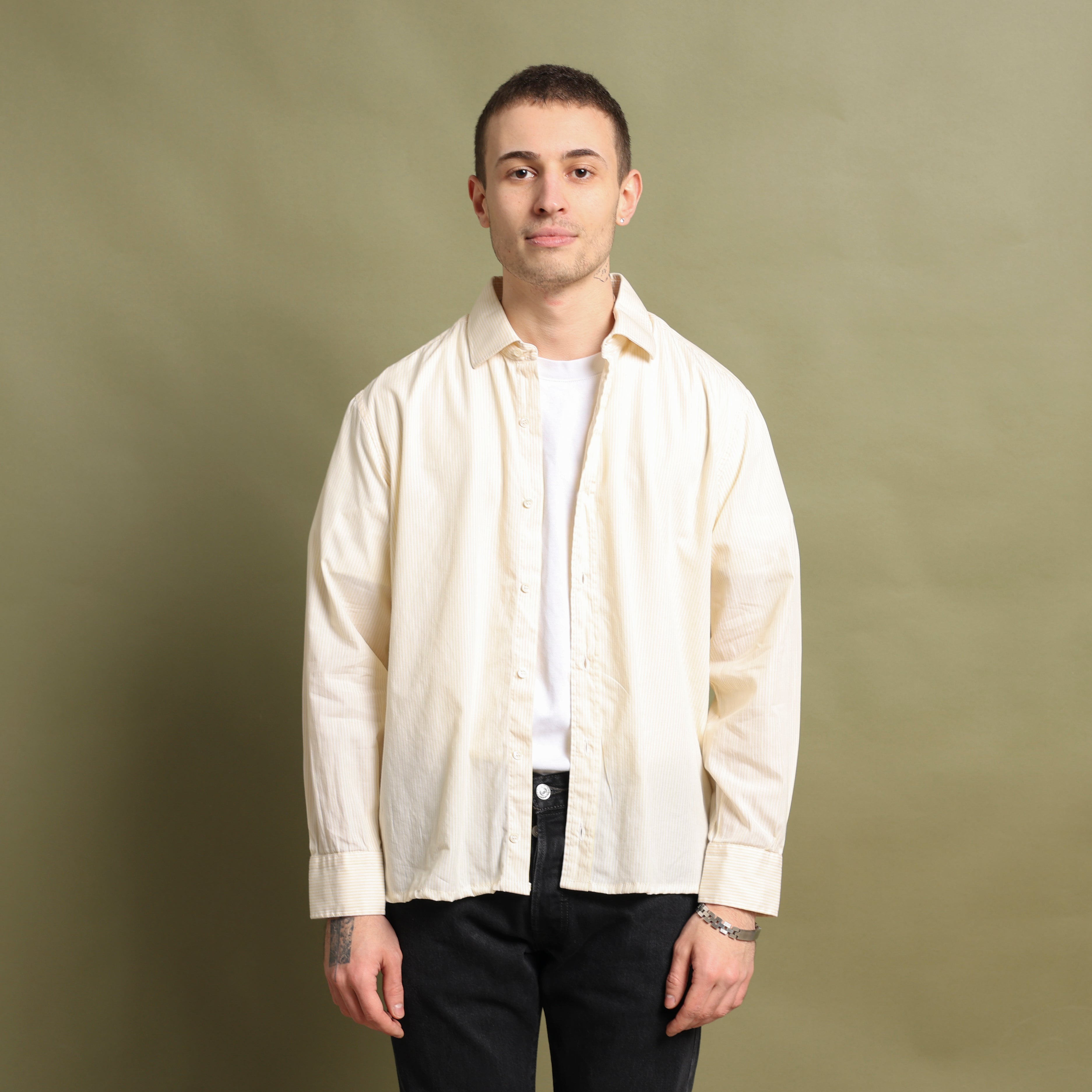 Vintage Aquascutum Dress Shirt M Yellow Cotton