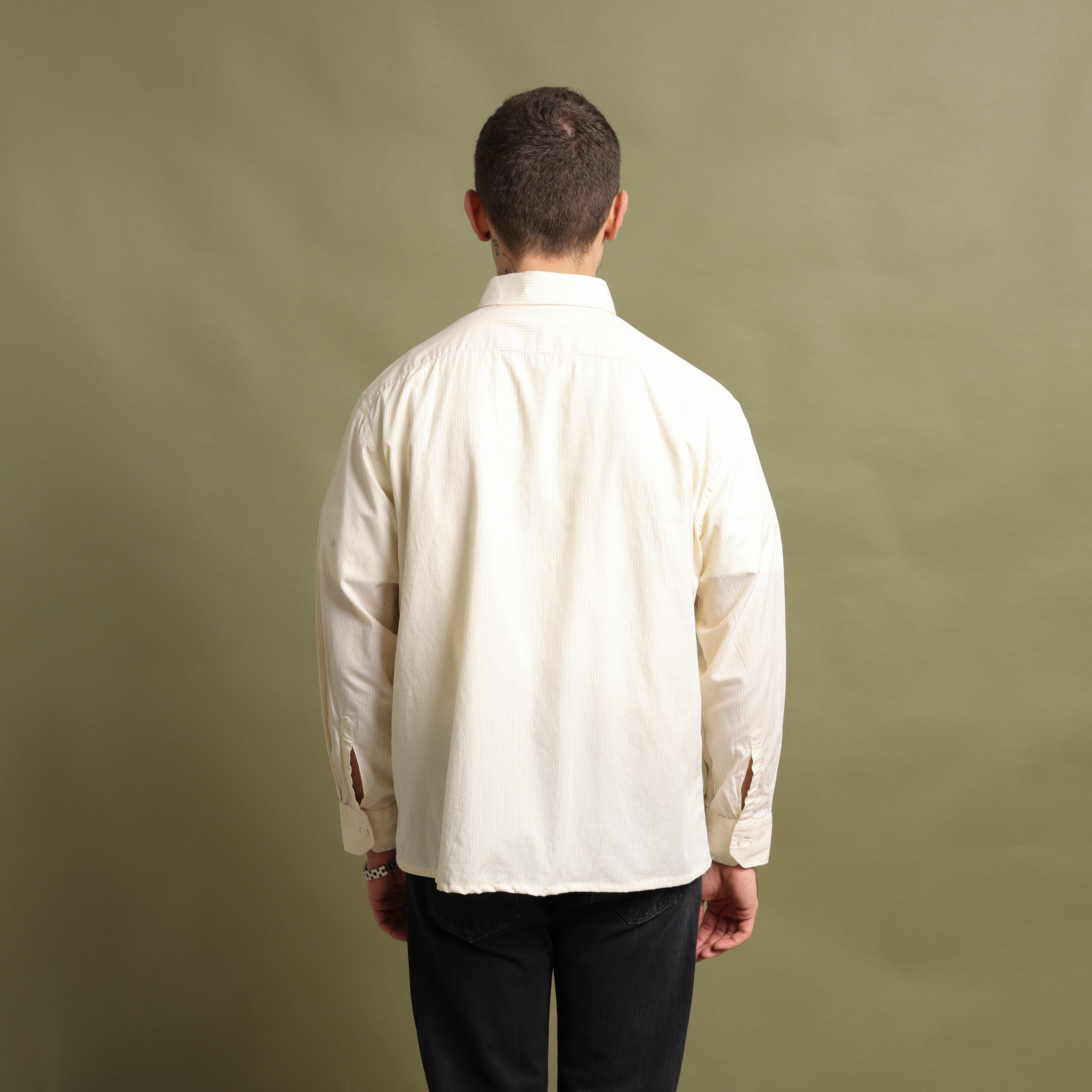 Vintage Aquascutum Dress Shirt M Yellow Cotton