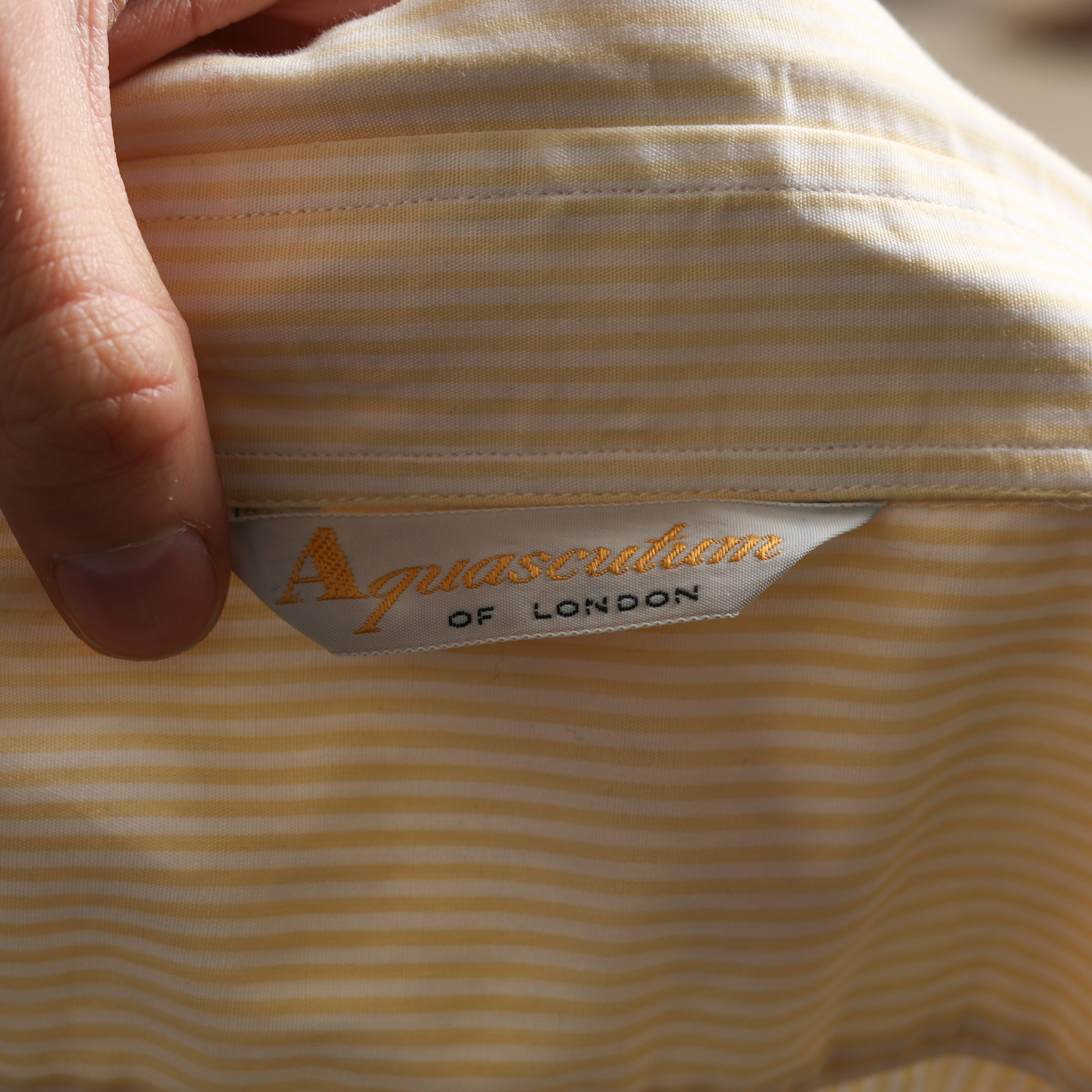 Vintage Aquascutum Dress Shirt M Yellow Cotton