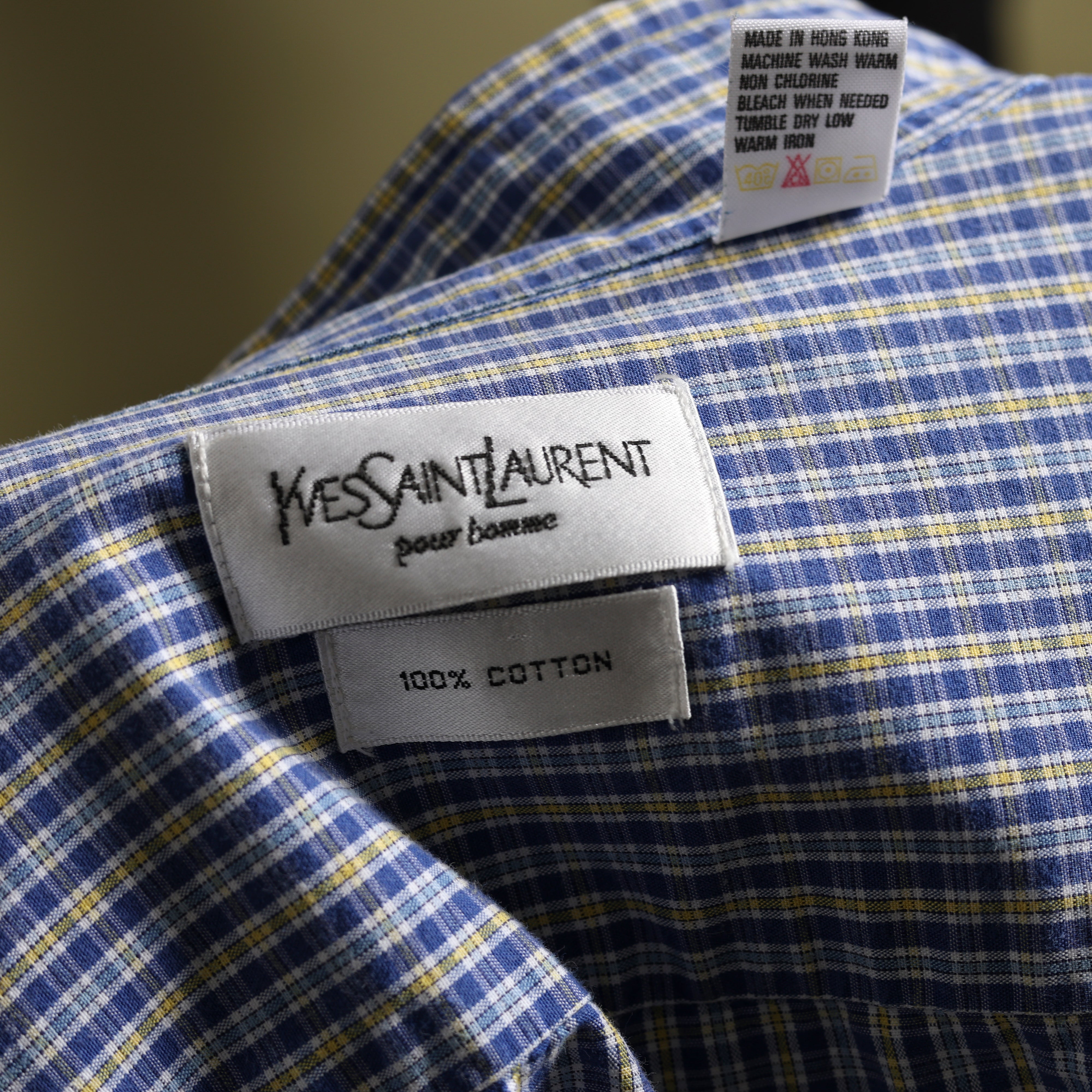 Vintage Yves Saint Laurent (YSL) Oxford Shirt M Blue Cotton