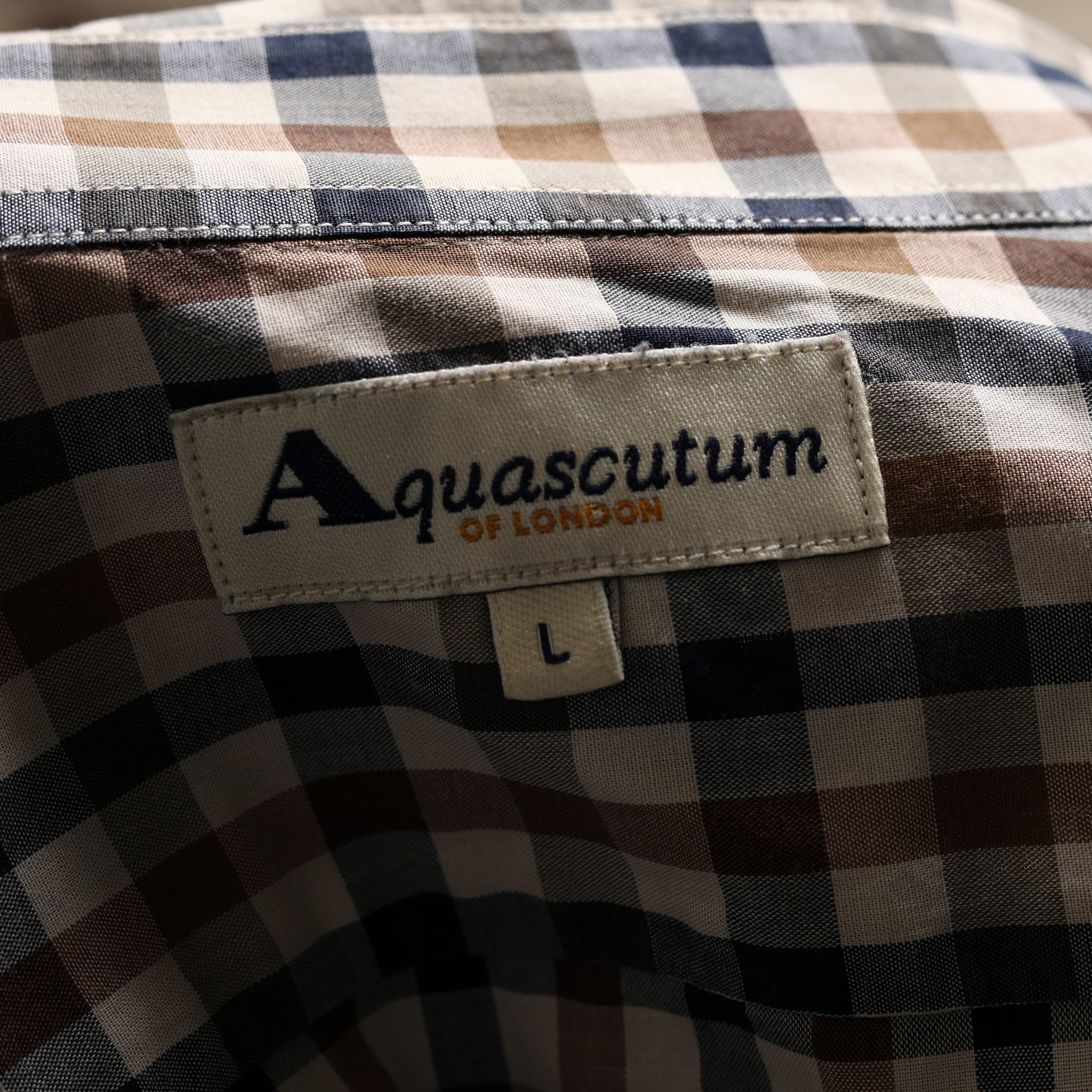 Vintage Aquascutum Dress Shirt L Brown Cotton
