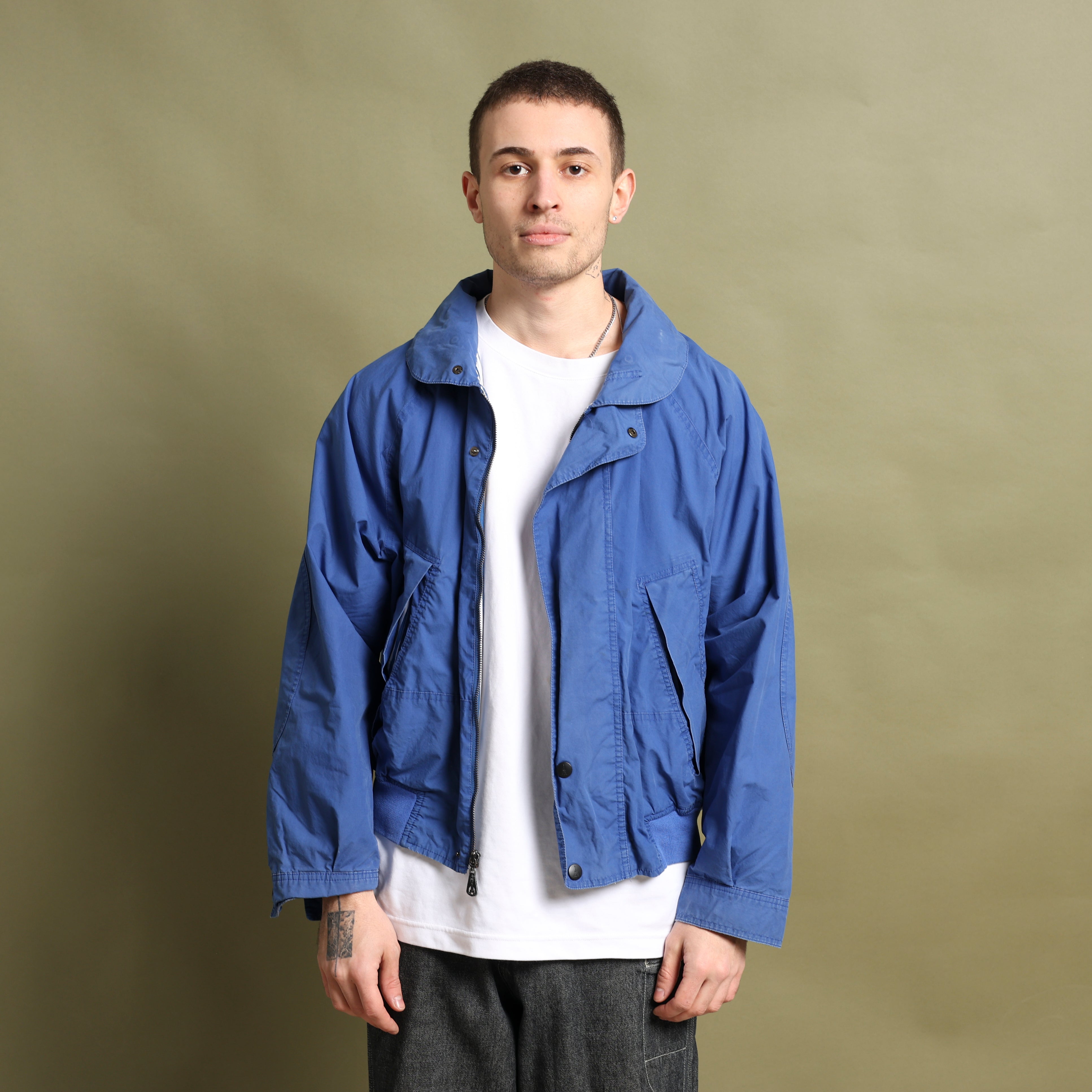 Vintage Nautica Harrington Jacket M Blue Cotton