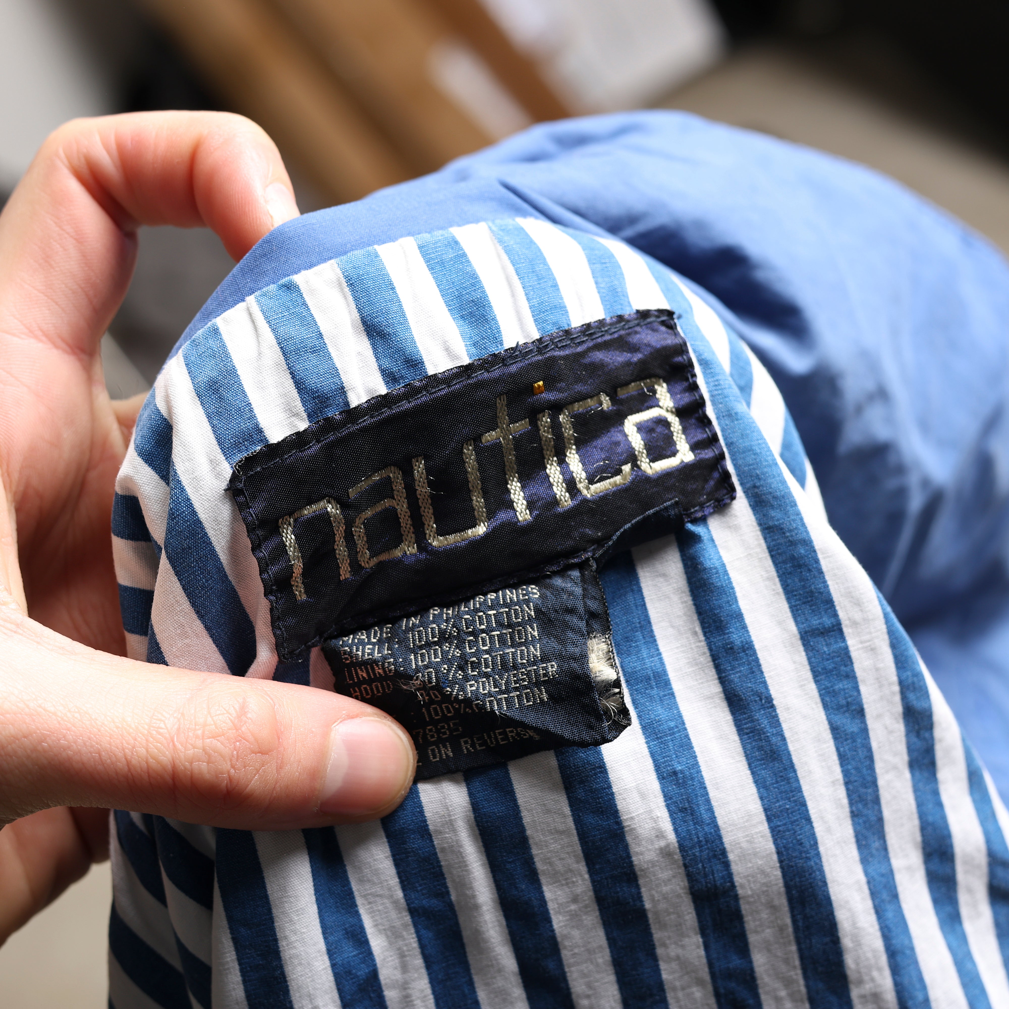 Vintage Nautica Harrington Jacket M Blue Cotton