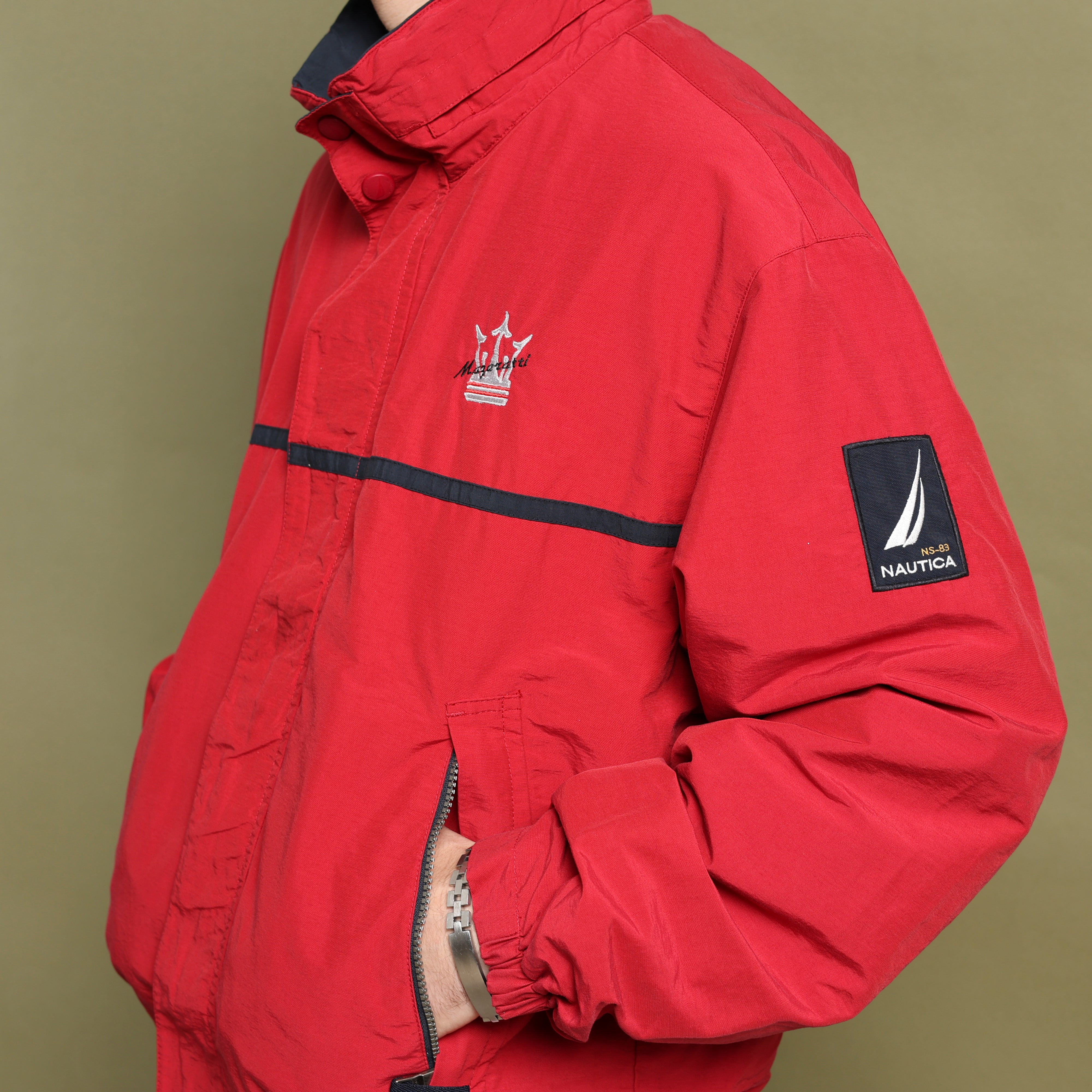 Vintage Nautica Track Jacket M Red Cotton
