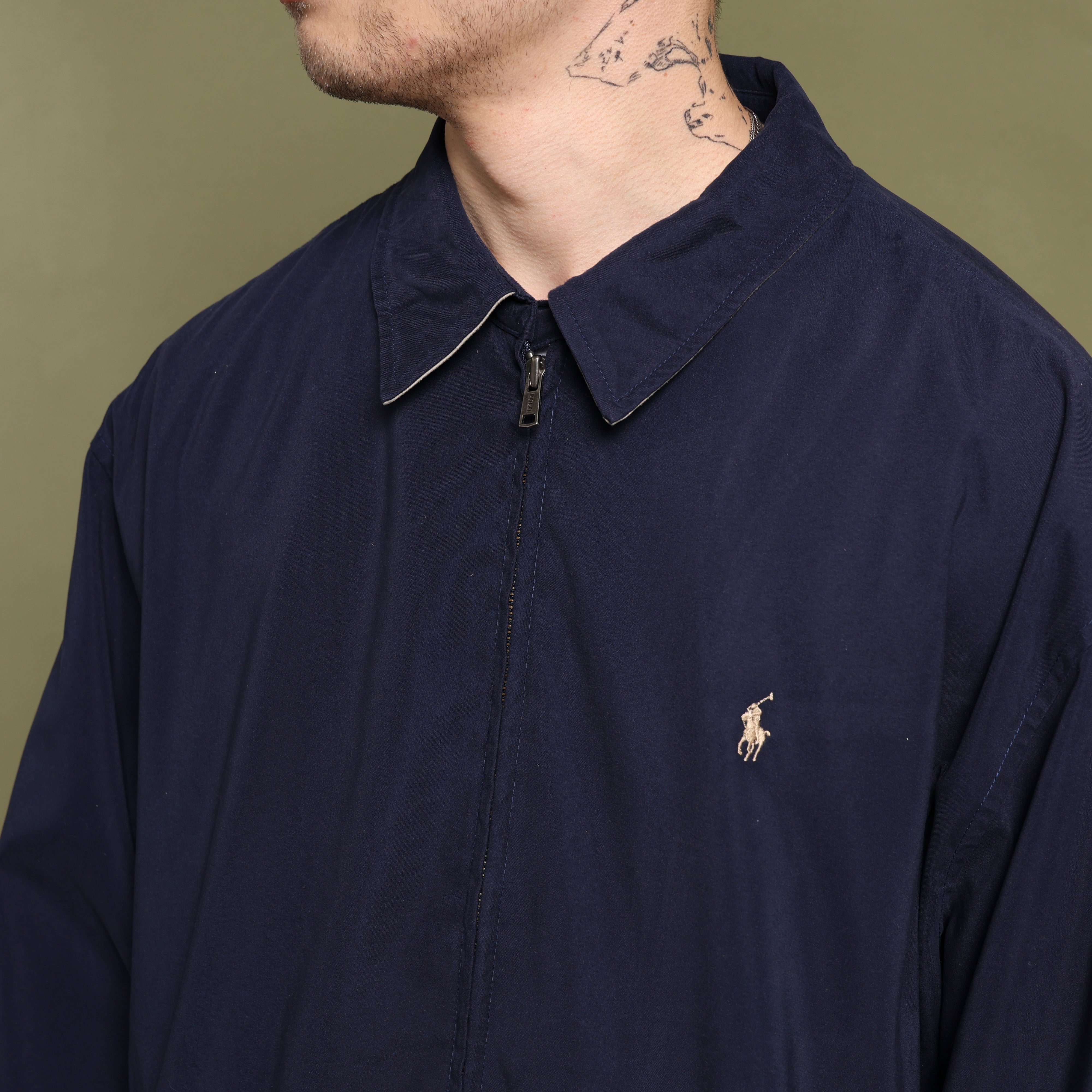 Vintage Polo Ralph Lauren Harrington Jacket XL Navy Blue Cotton