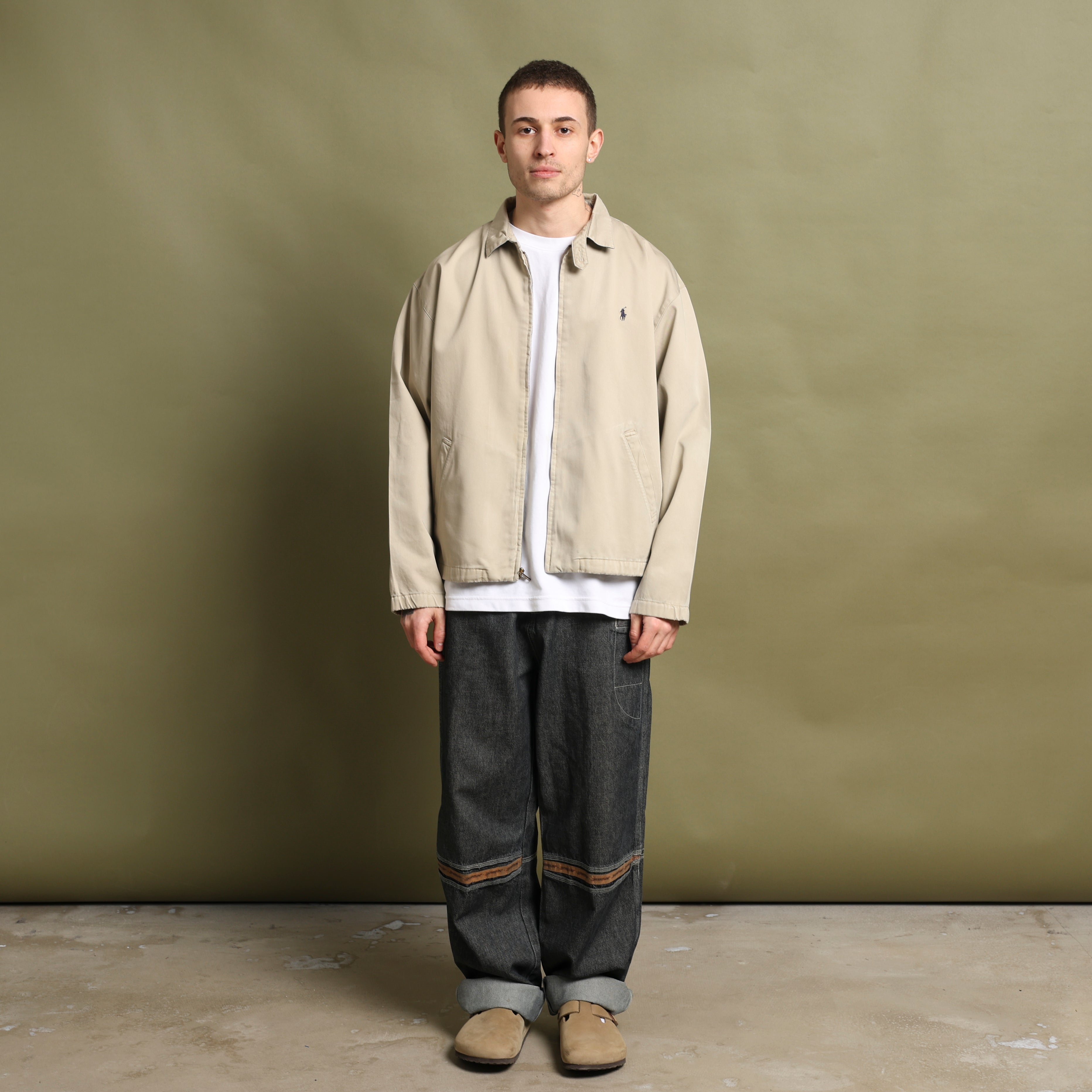 Vintage Polo Ralph Lauren Harrington Jacket M Beige Cotton
