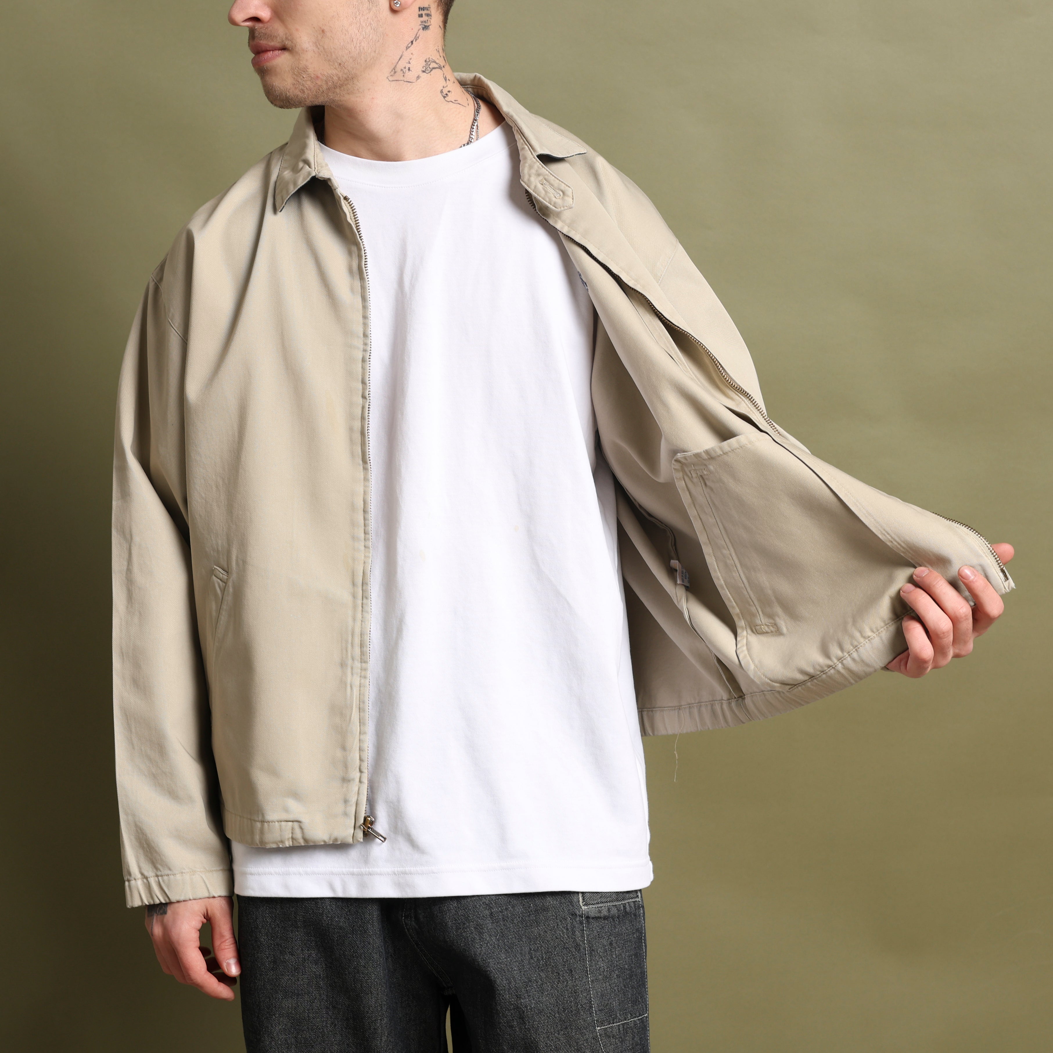 Vintage Polo Ralph Lauren Harrington Jacket M Beige Cotton