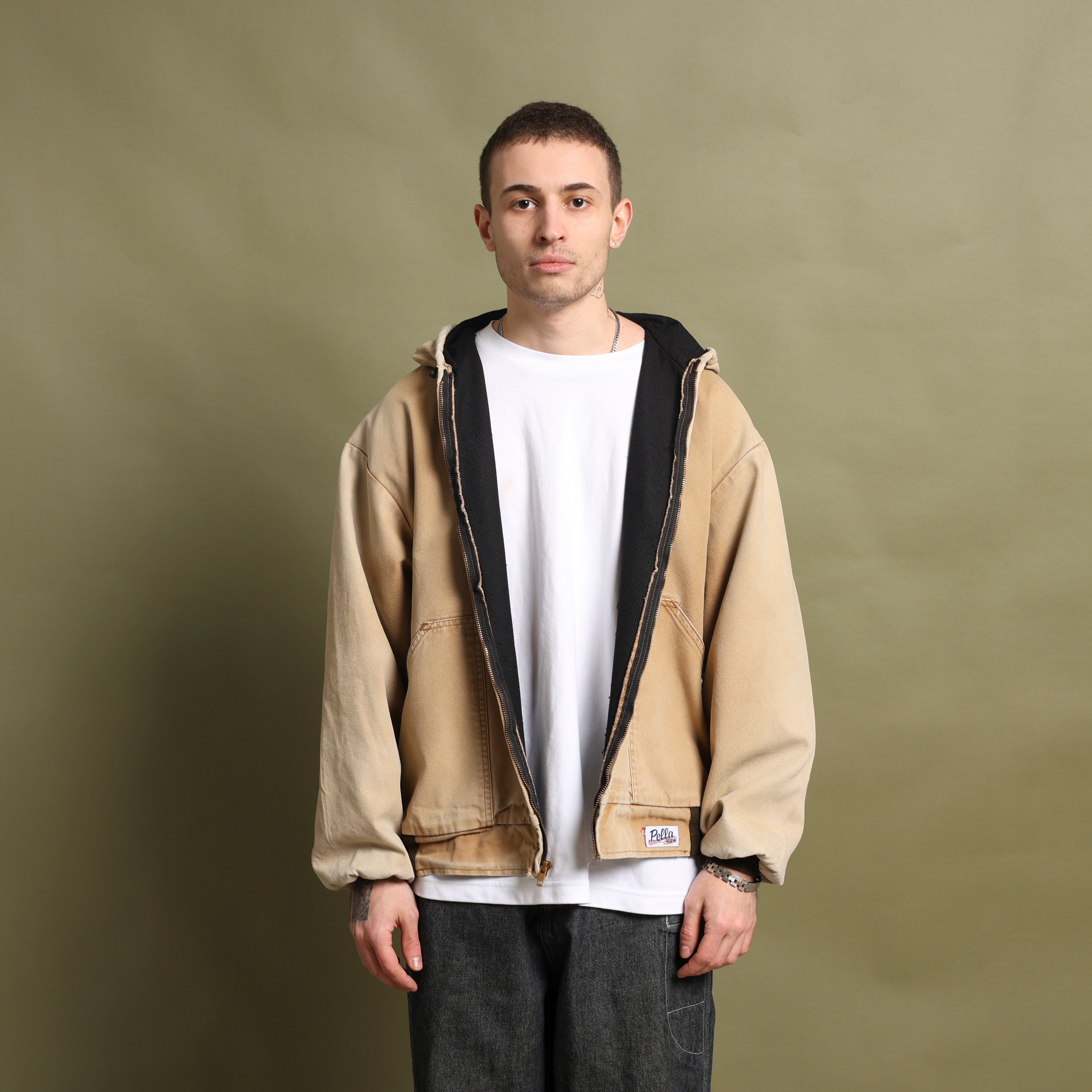 Vintage 90's Active Hooded Jacket XL Tan Canvas