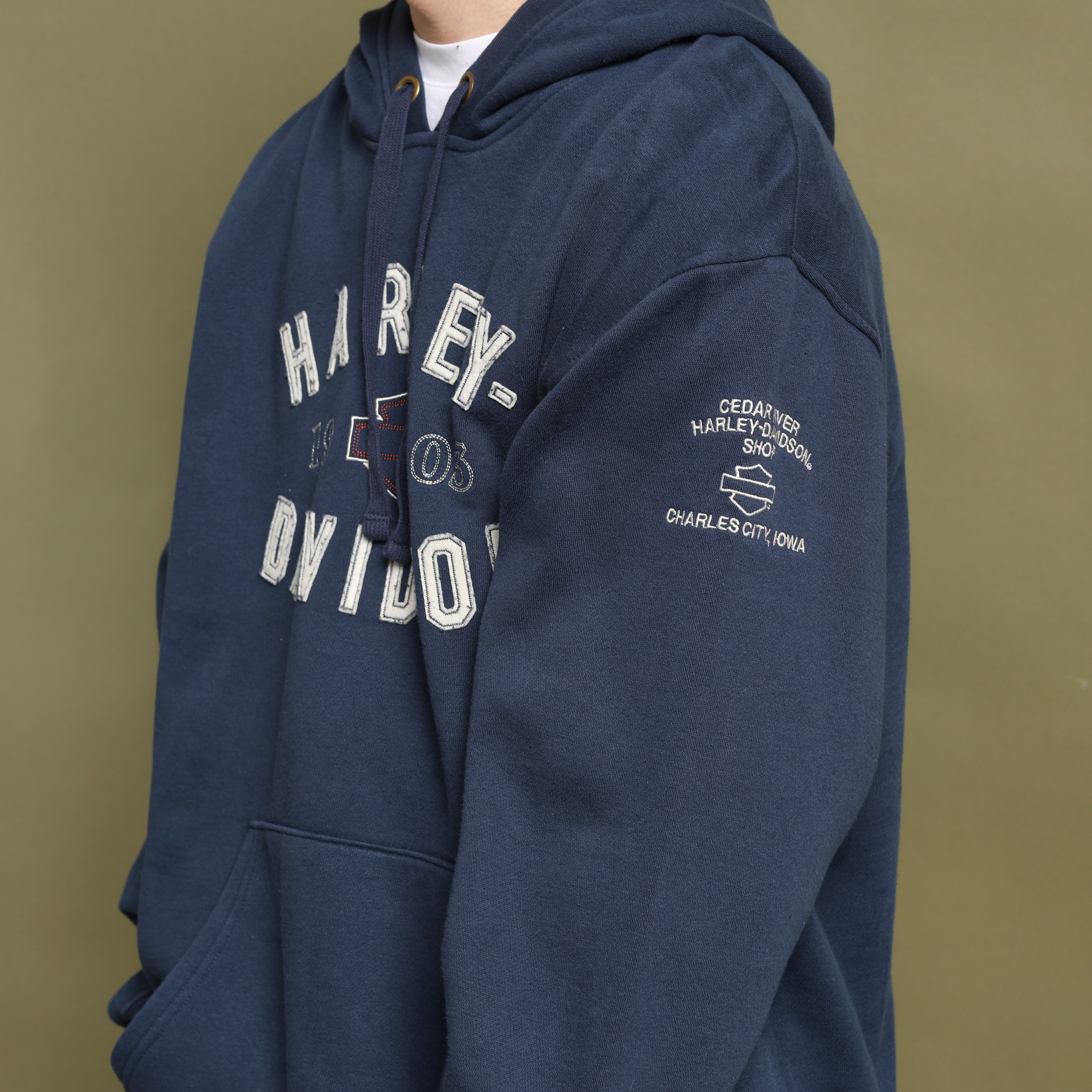 Vintage Harley Davidson Hoodie  XL Blue Cotton