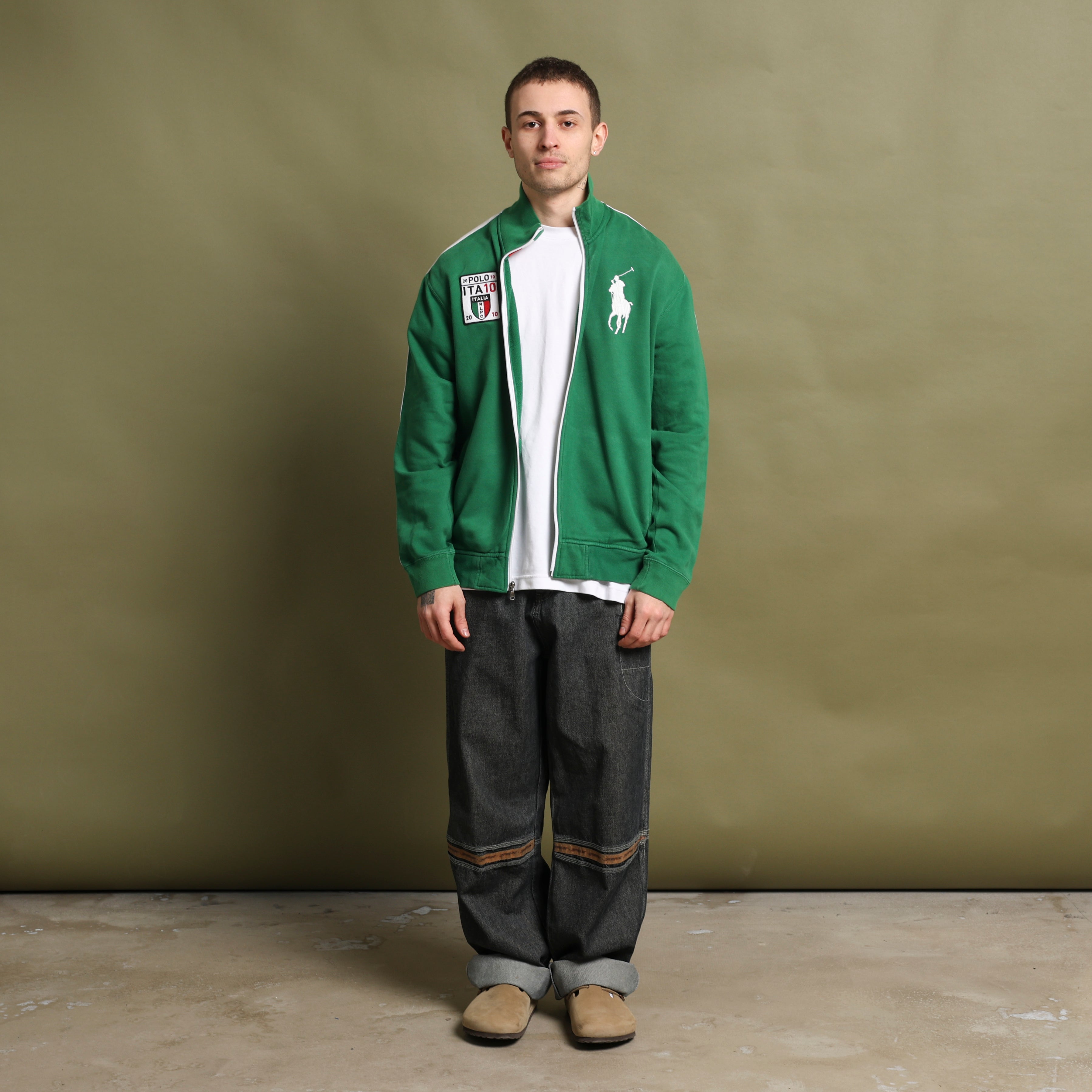 Vintage Polo Ralph Lauren Track Jacket L Green Cotton