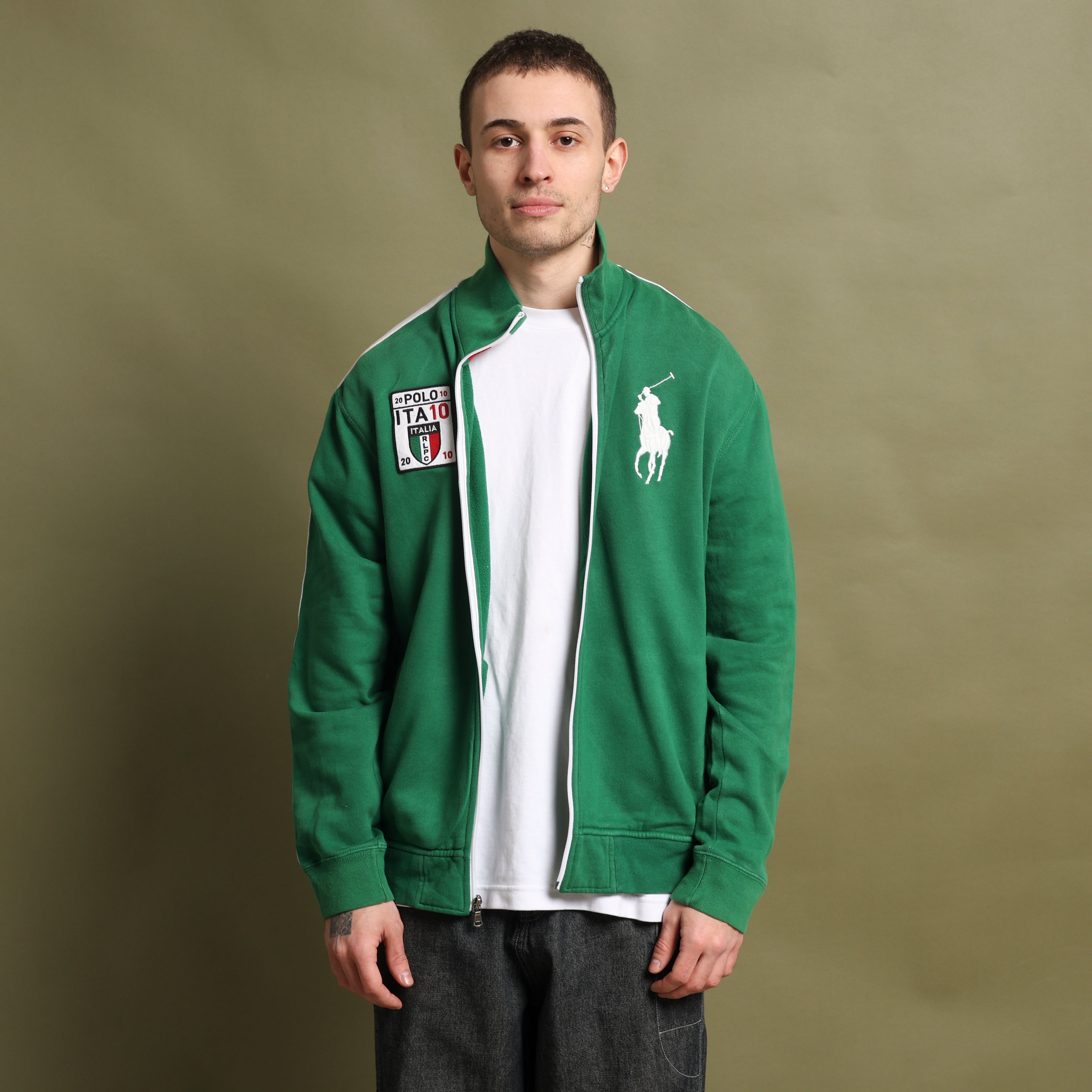 Vintage Polo Ralph Lauren Track Jacket L Green Cotton