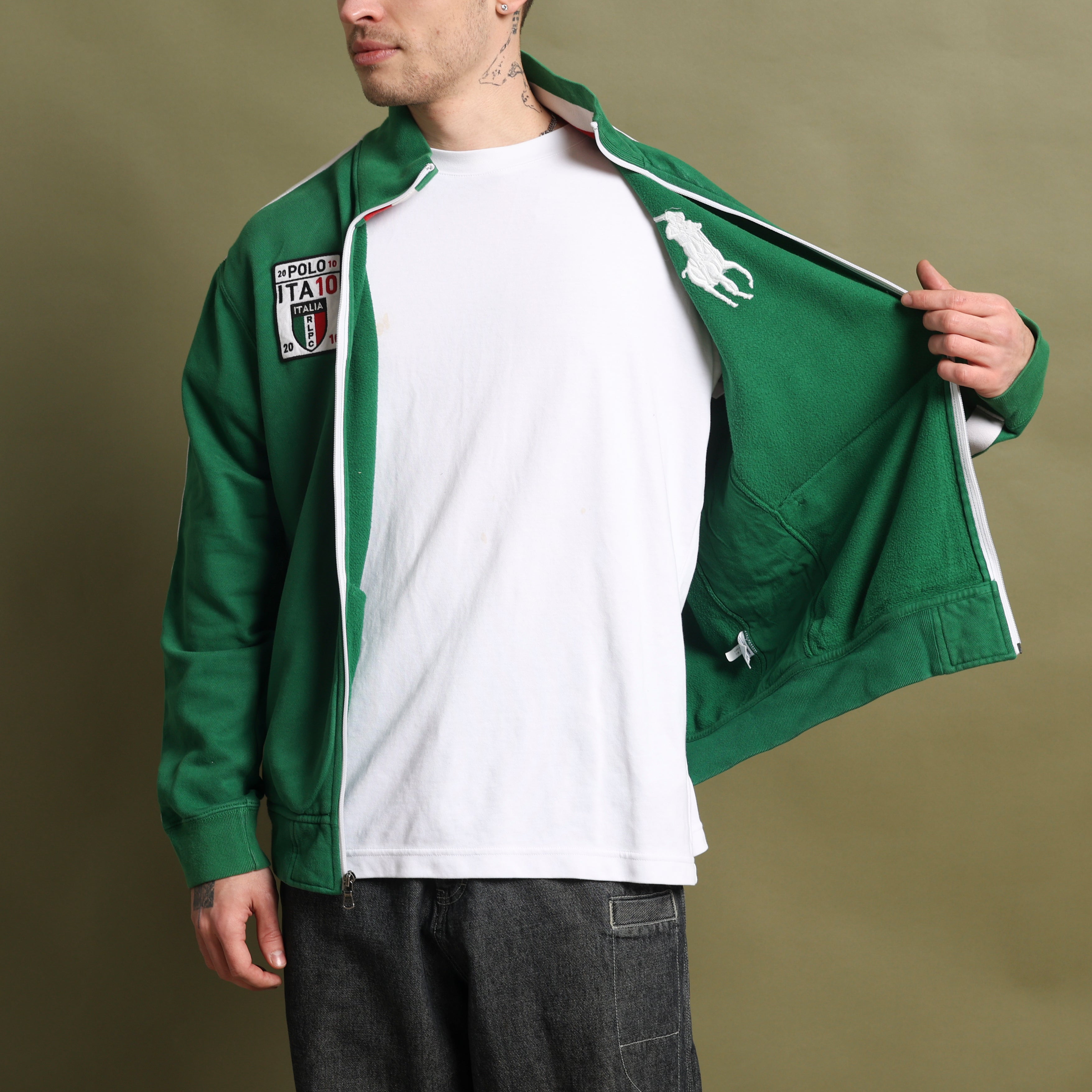 Vintage Polo Ralph Lauren Track Jacket L Green Cotton