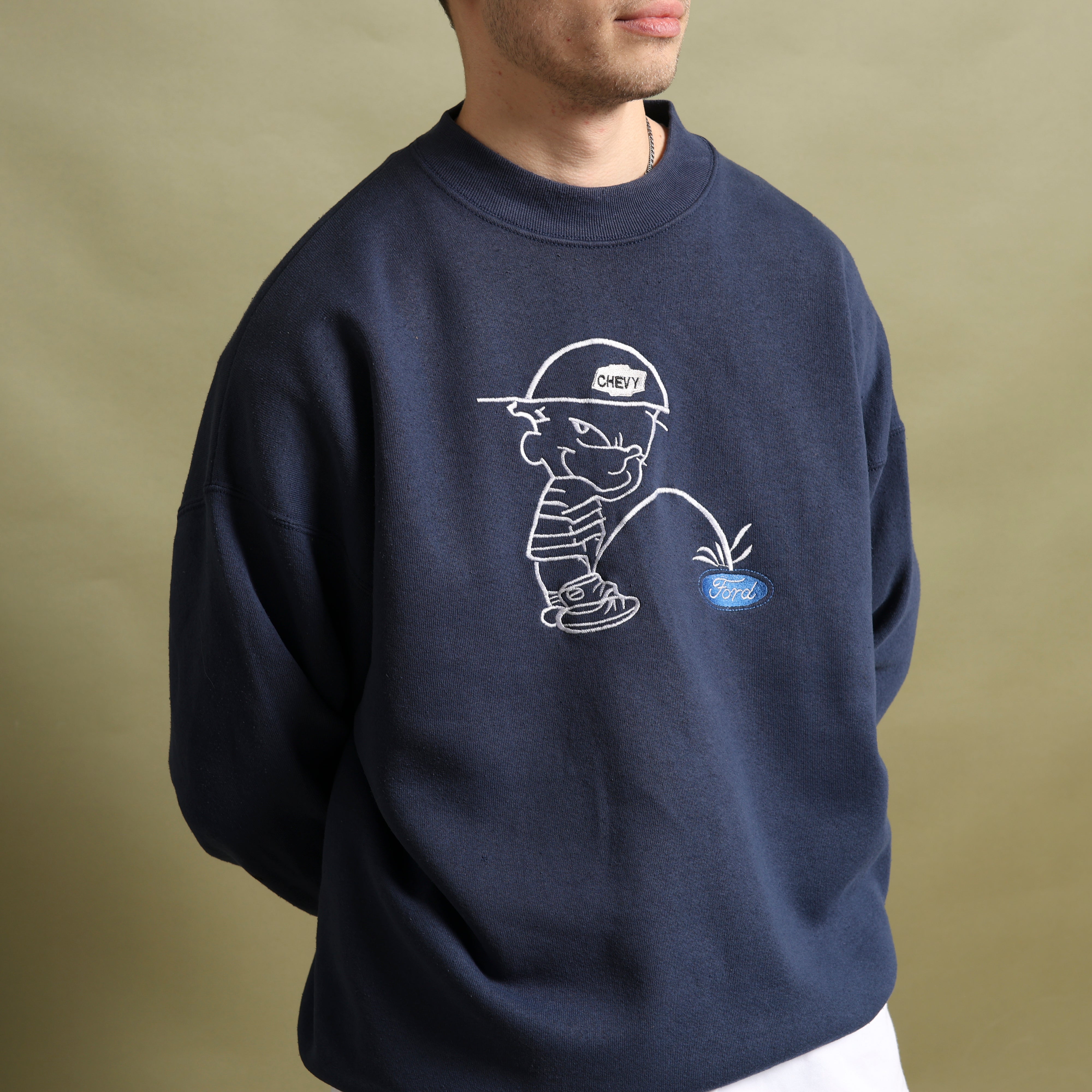 Vintage Fruit of the Loom Jumper  XL Navy Blue Cotton