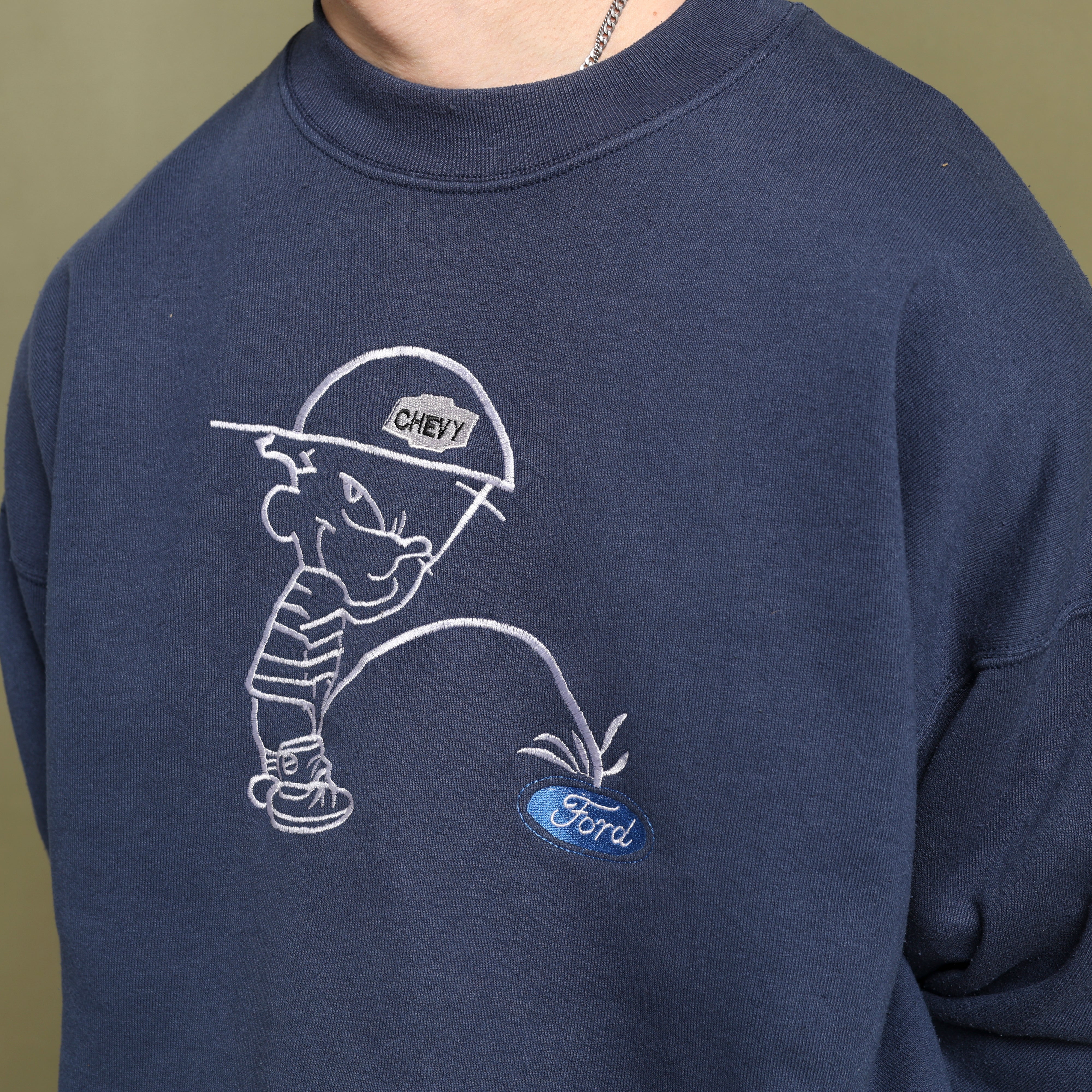 Vintage Fruit of the Loom Jumper  XL Navy Blue Cotton