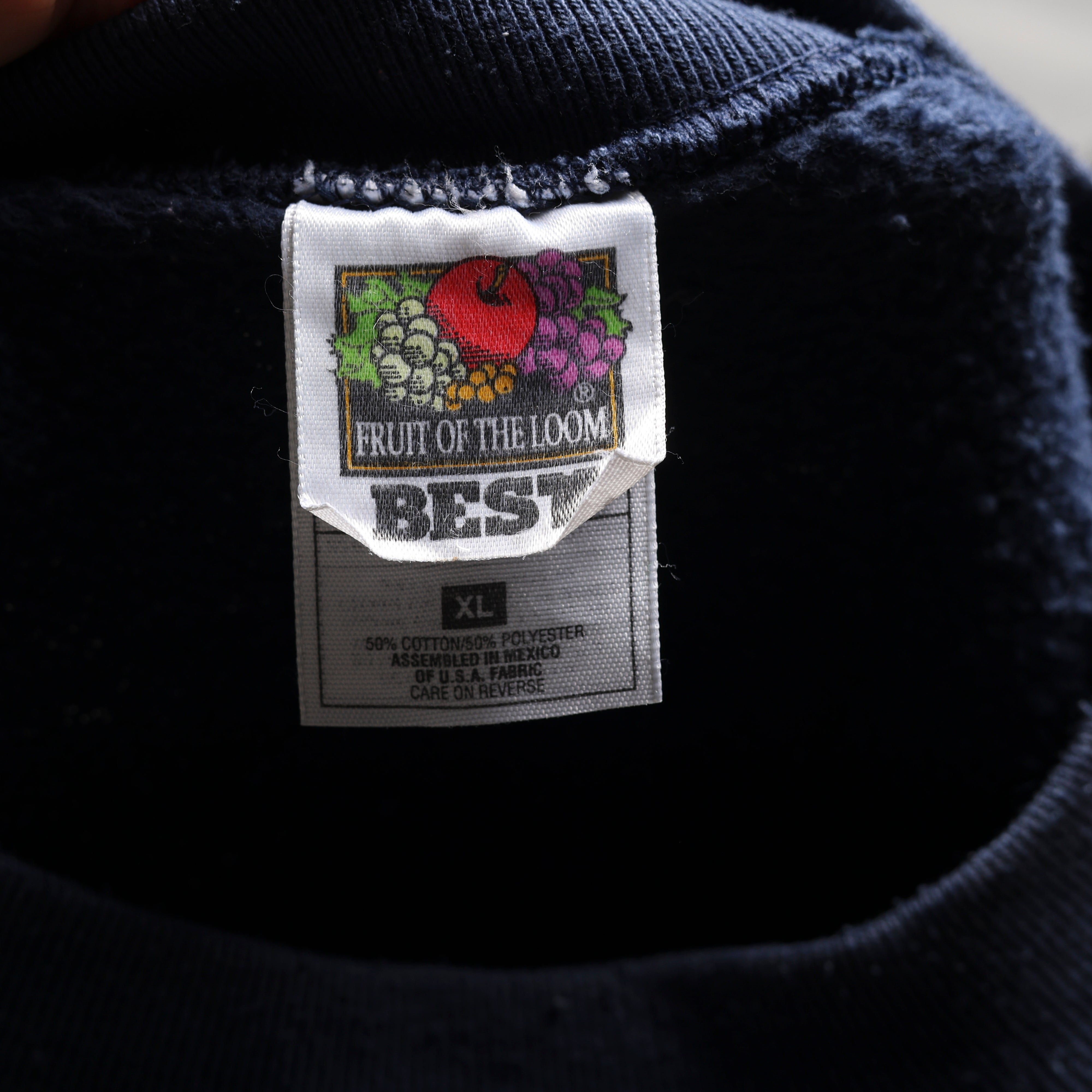 Vintage Fruit of the Loom Jumper  XL Navy Blue Cotton