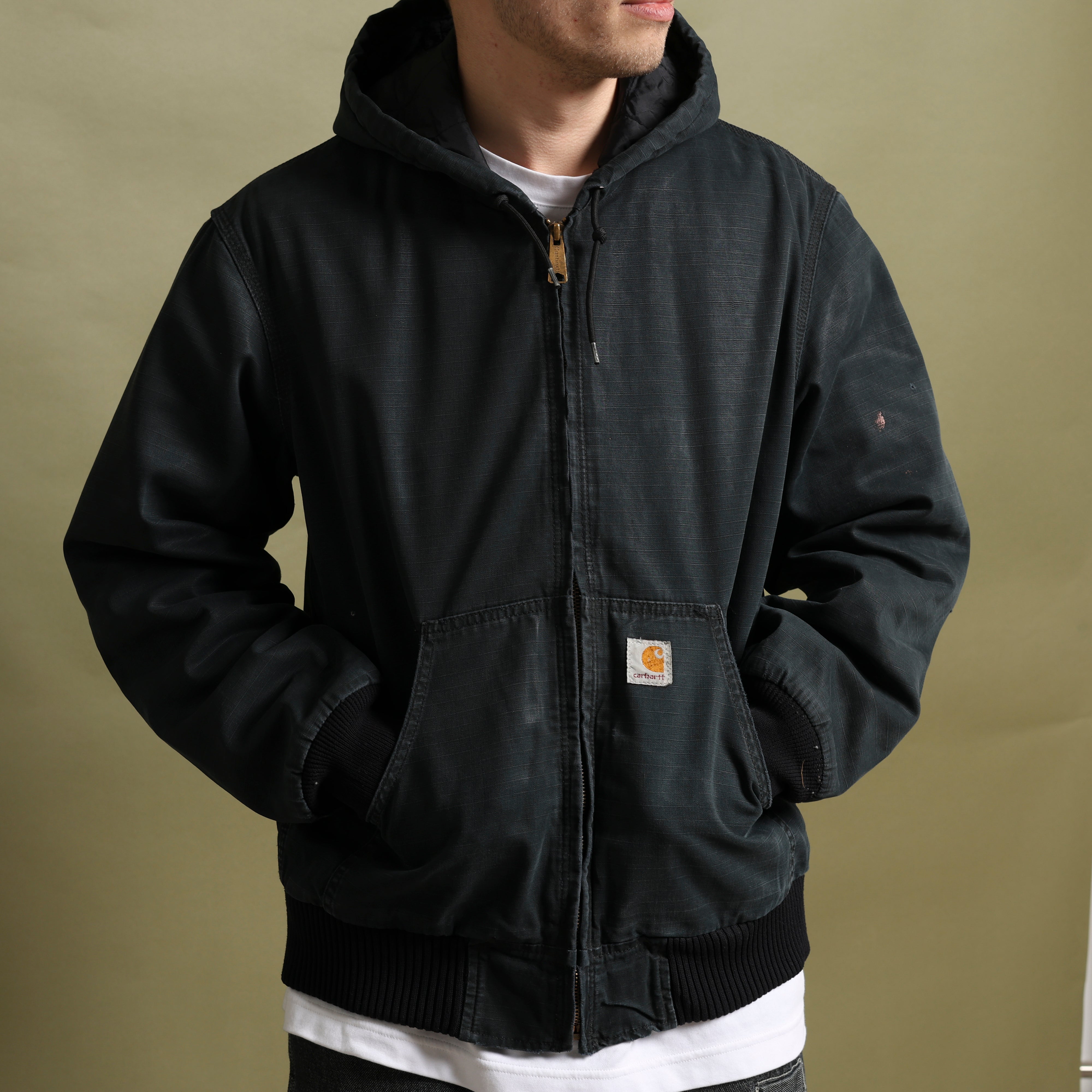 Vintage Carhartt Active Hooded Jacket S Blue Canvas