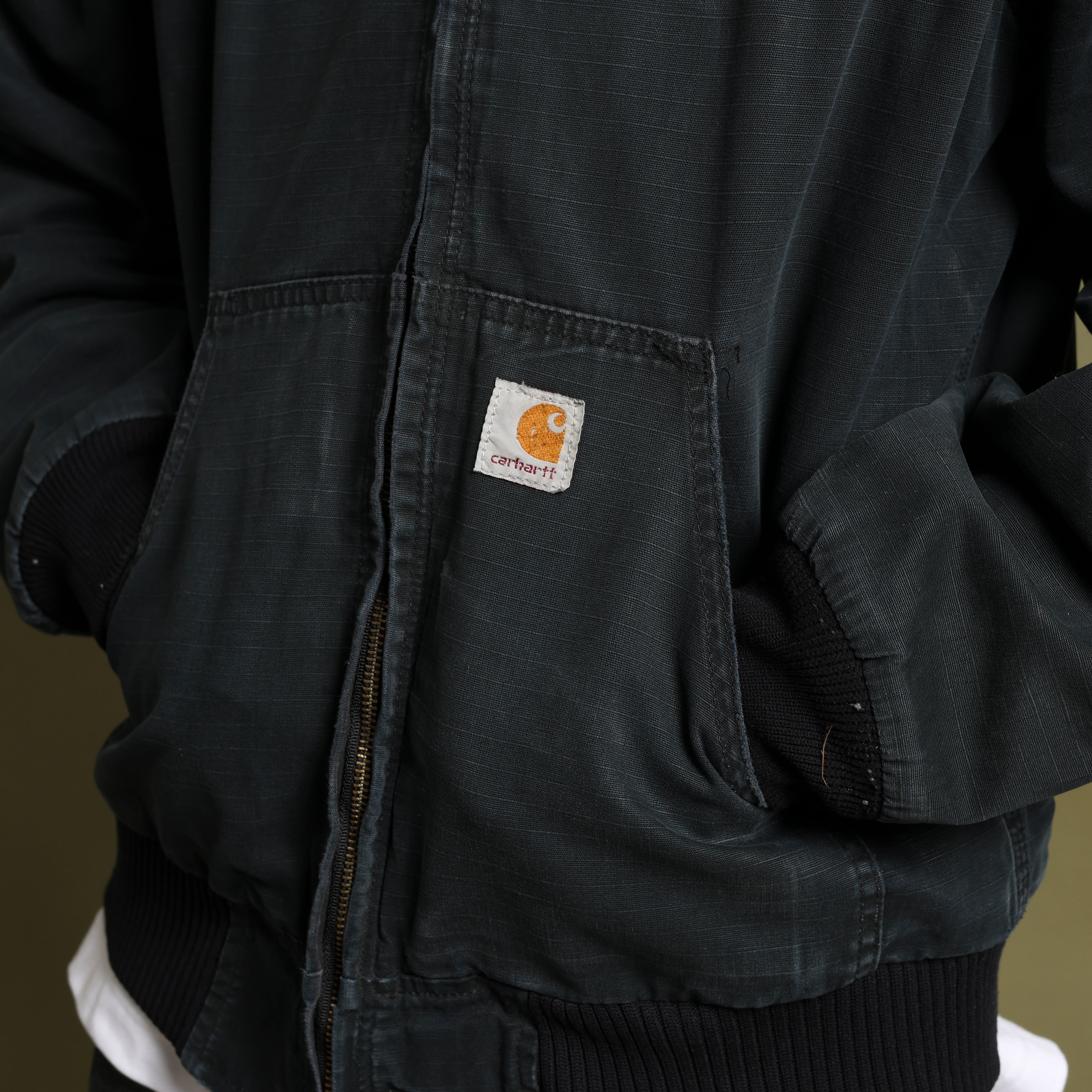 Vintage Carhartt Active Hooded Jacket S Blue Canvas