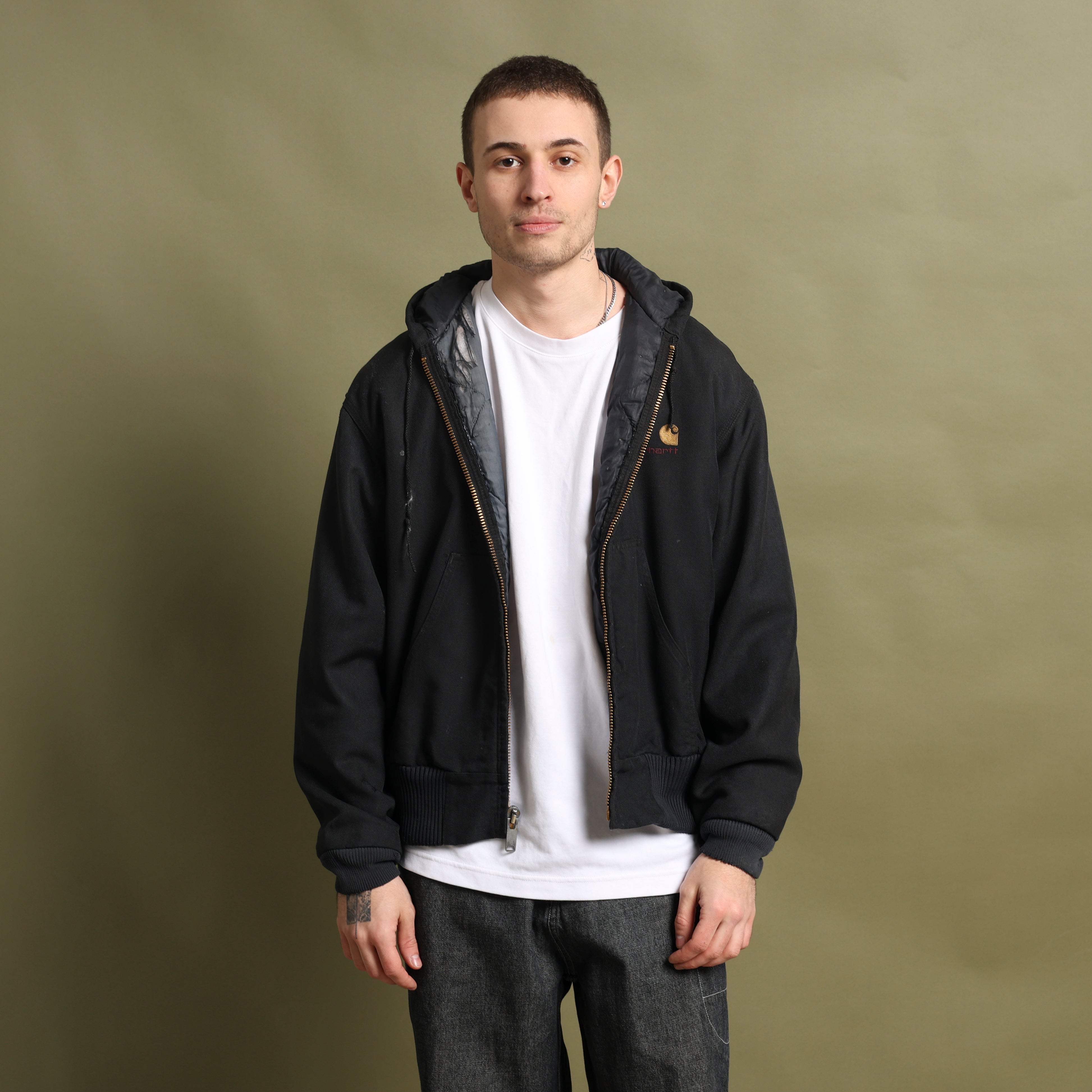 Vintage Carhartt Active Hooded Jacket S Black Canvas
