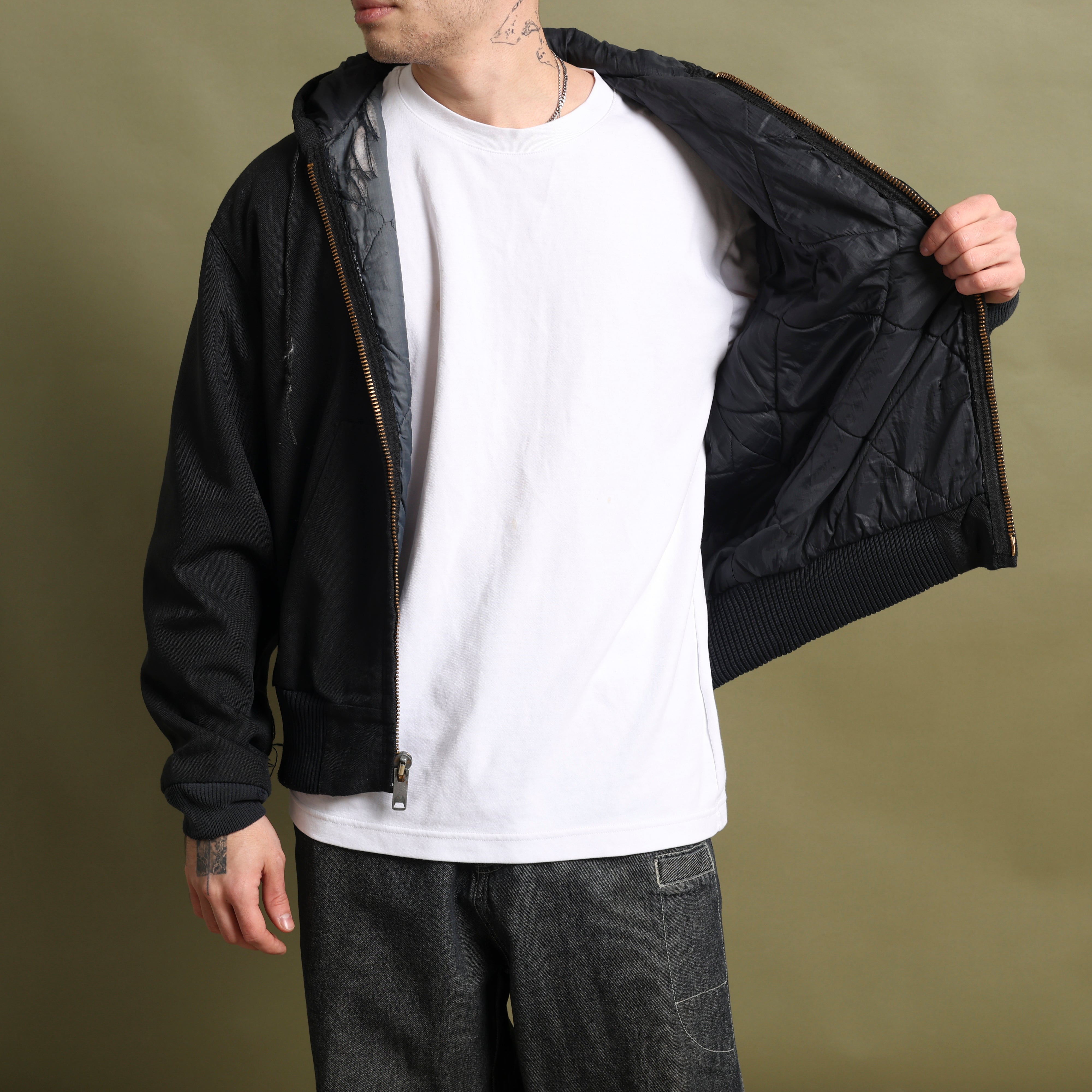 Vintage Carhartt Active Hooded Jacket S Black Canvas