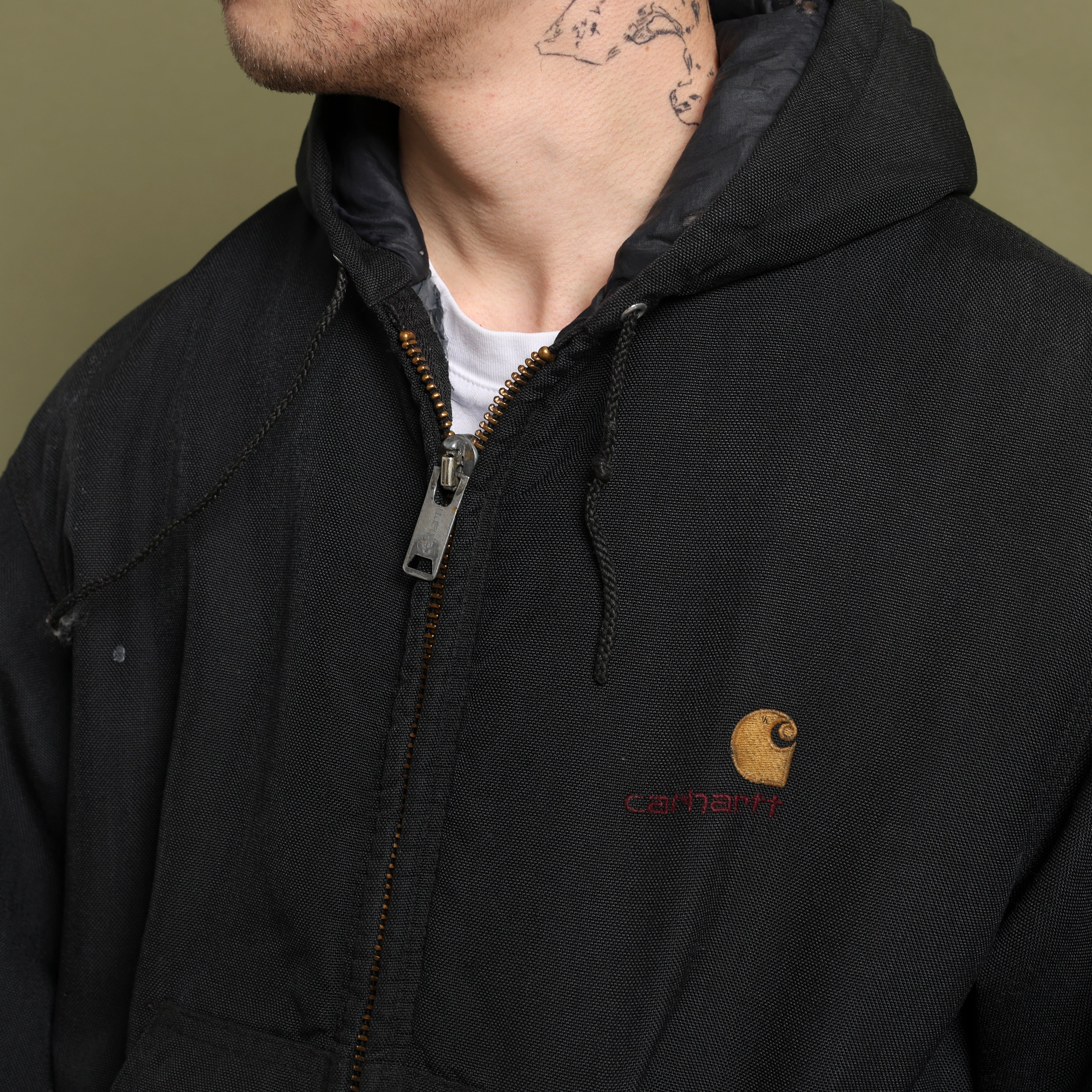 Vintage Carhartt Active Hooded Jacket S Black Canvas