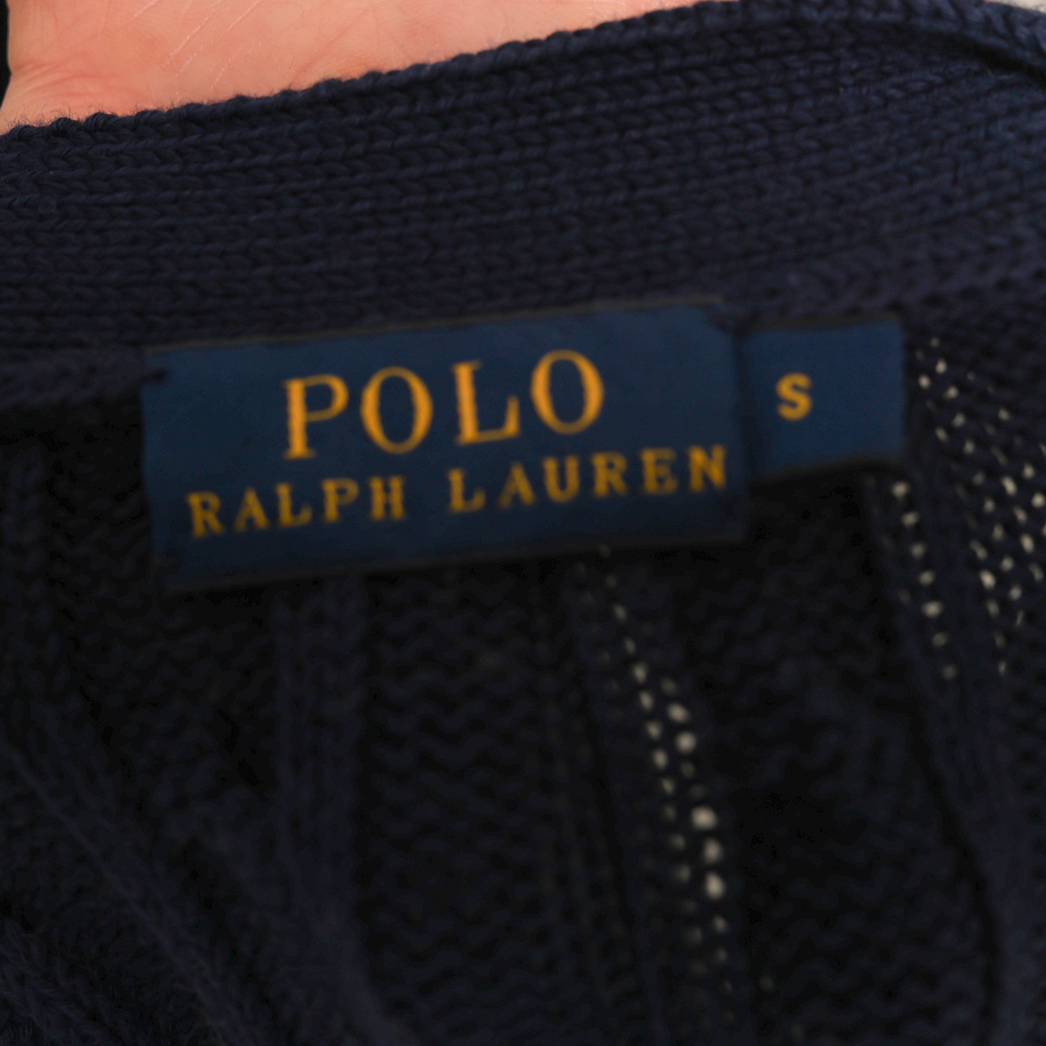 Vintage Polo Ralph Lauren Cardigan Jumper  S Navy Blue Cotton