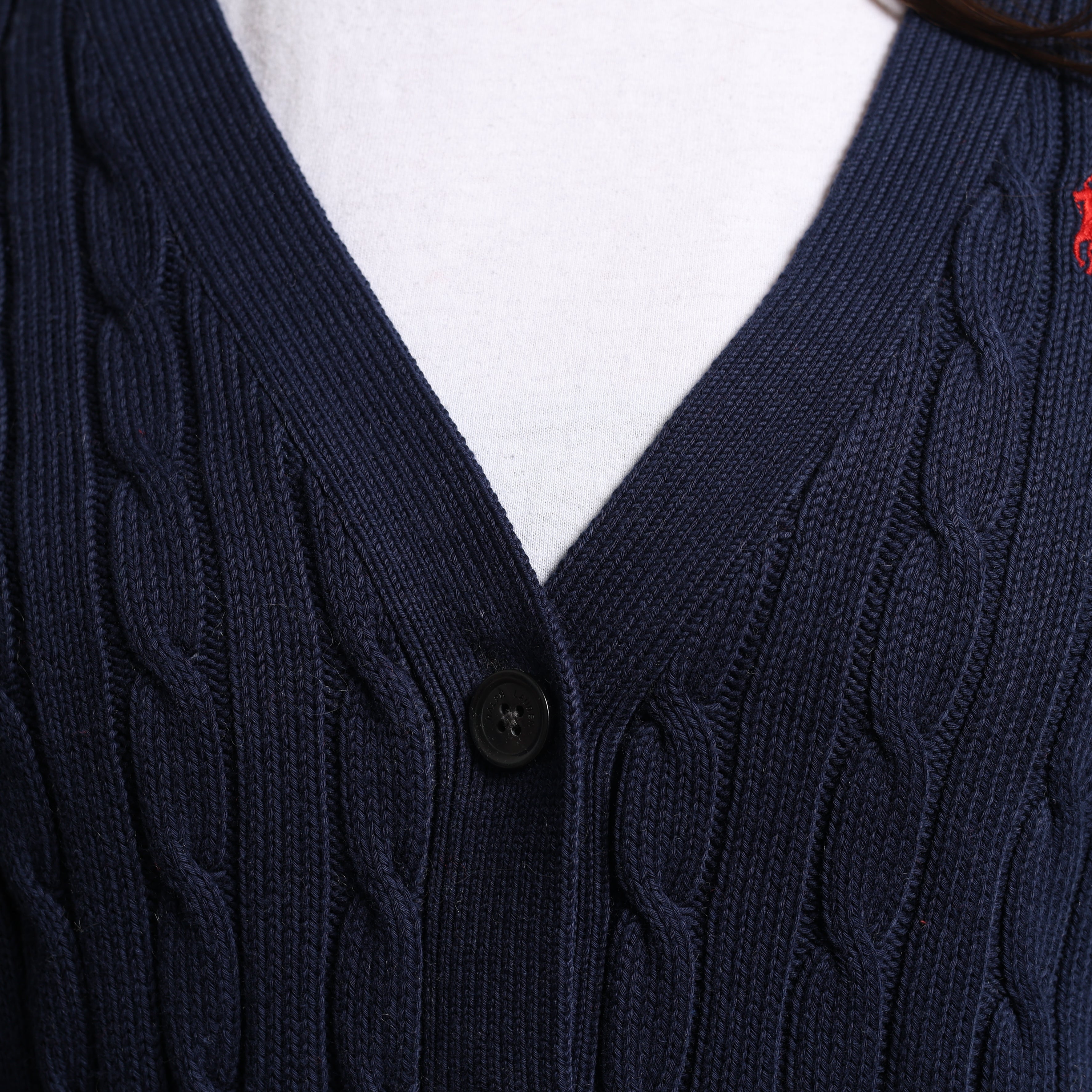 Vintage Polo Ralph Lauren Cardigan Jumper  S Navy Blue Cotton