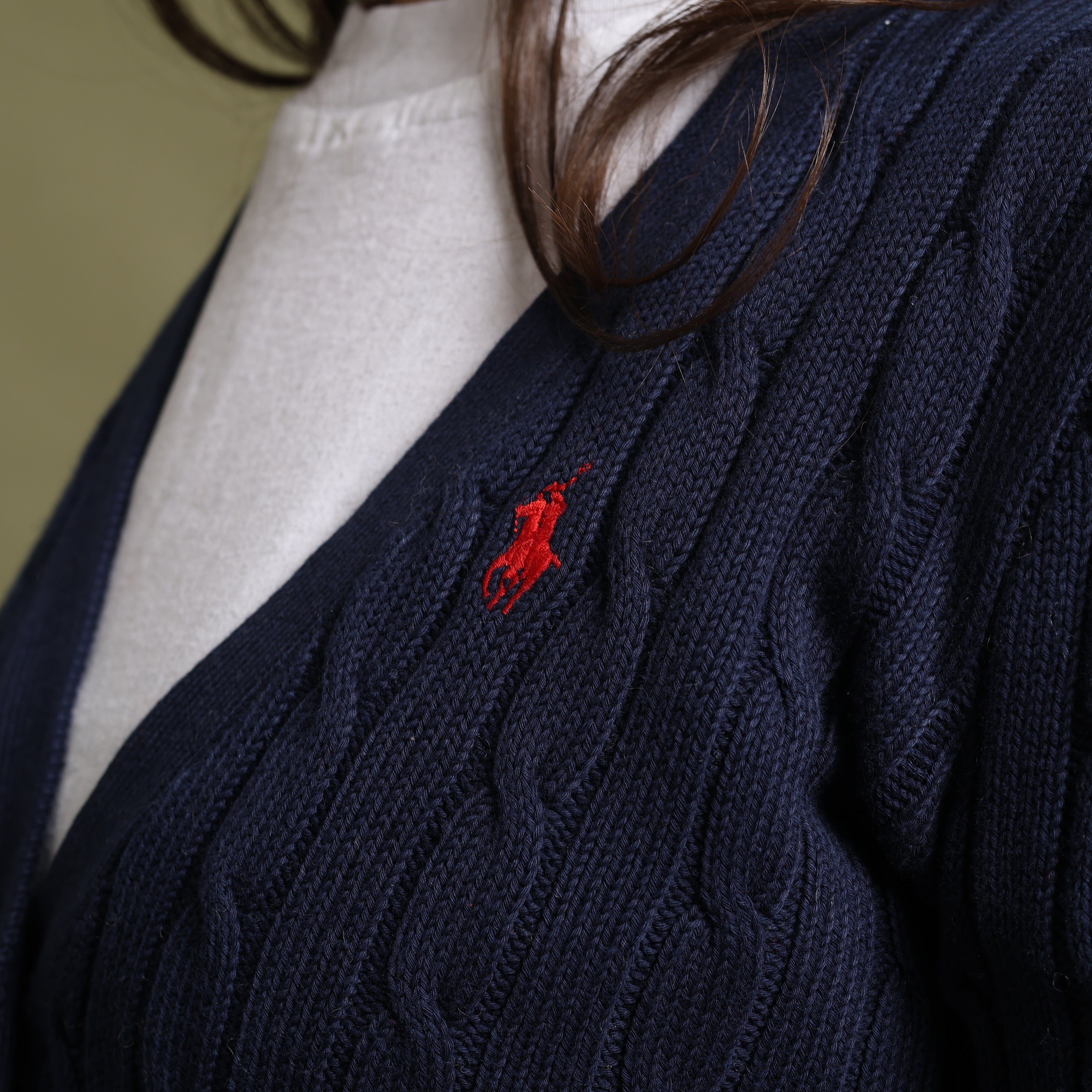 Vintage Polo Ralph Lauren Cardigan Jumper  S Navy Blue Cotton