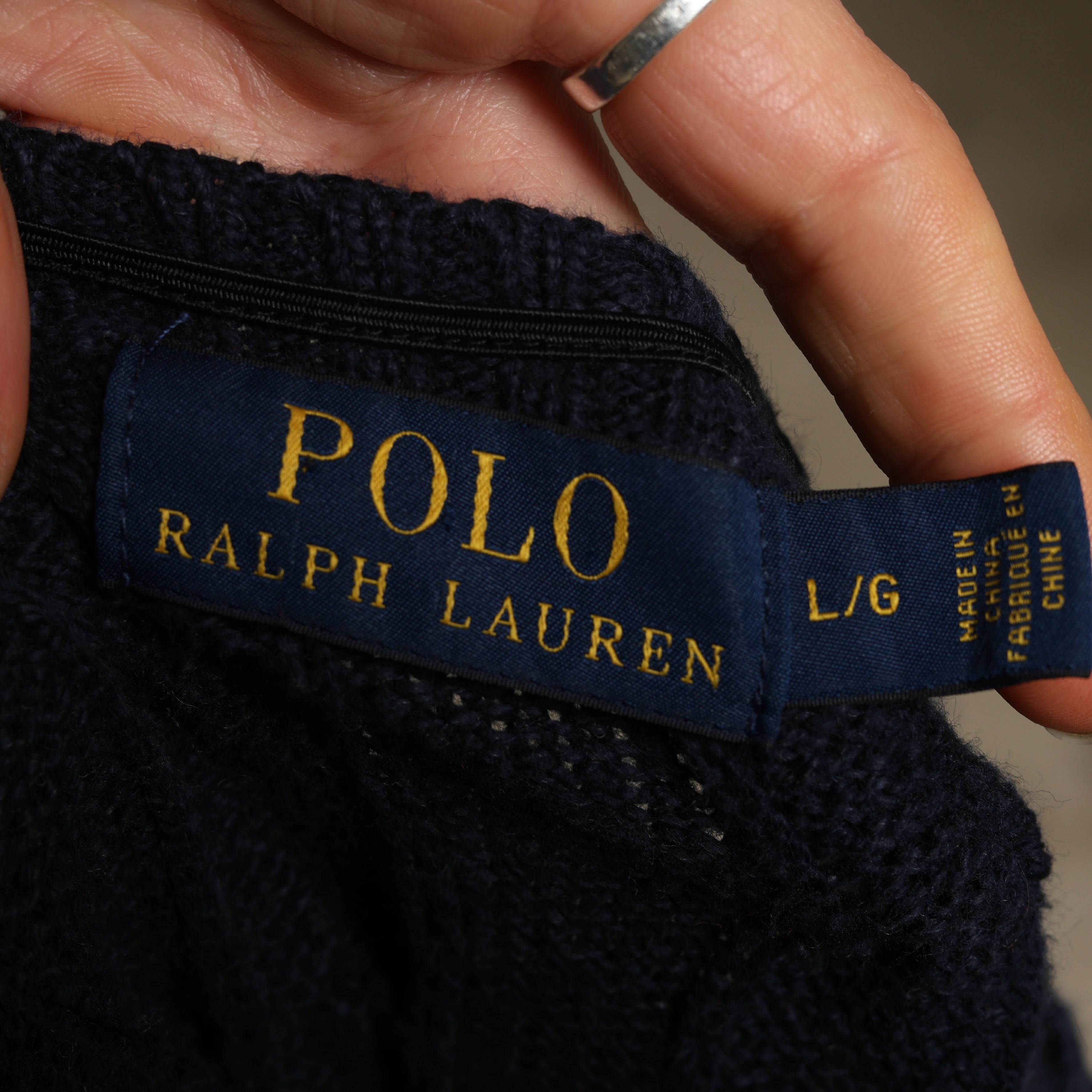 Vintage Polo Ralph Lauren Jumper L Navy Blue Cotton