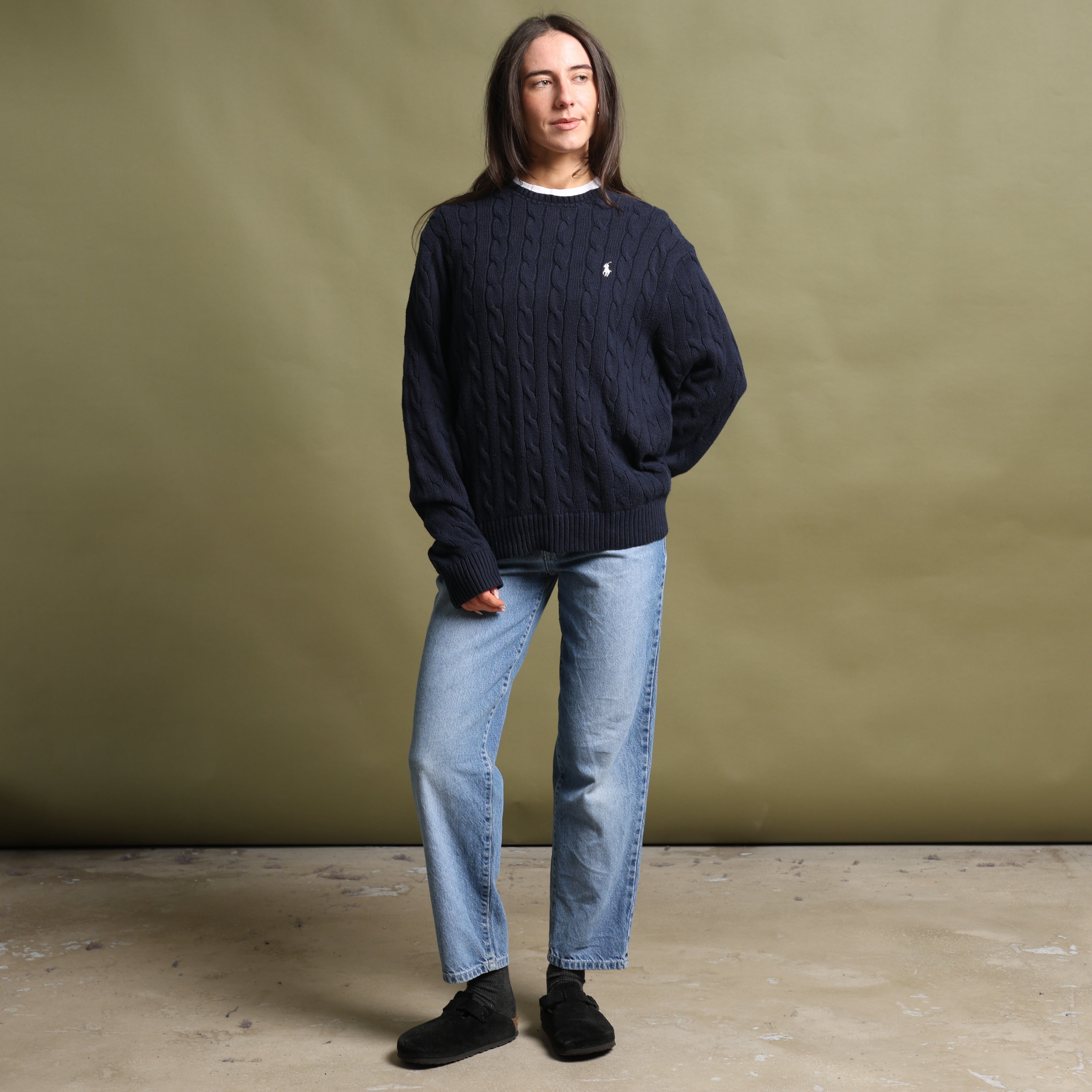 Vintage Polo Ralph Lauren Jumper L Navy Blue Cotton