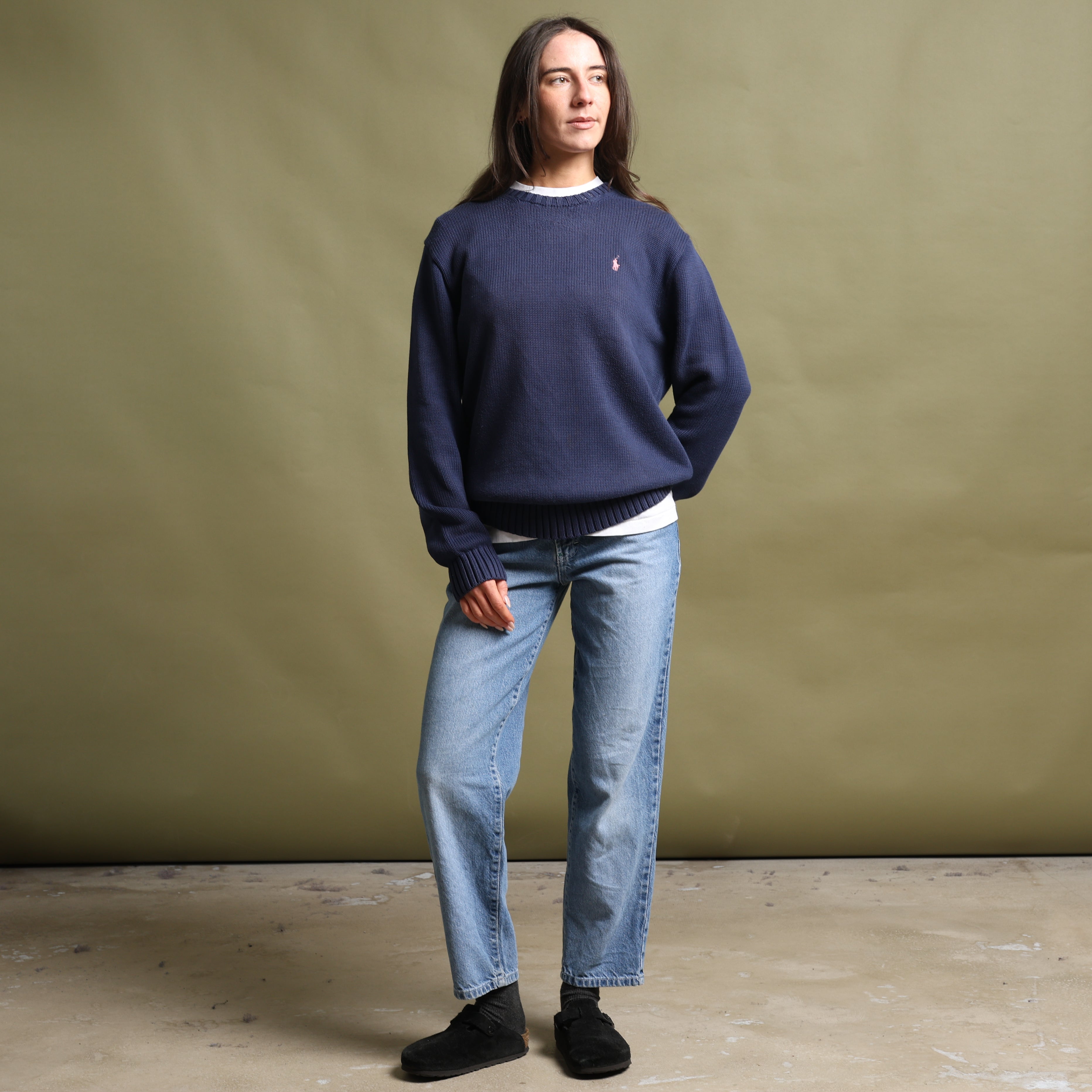 Vintage Ralph Lauren Jumper L Navy Blue Cotton