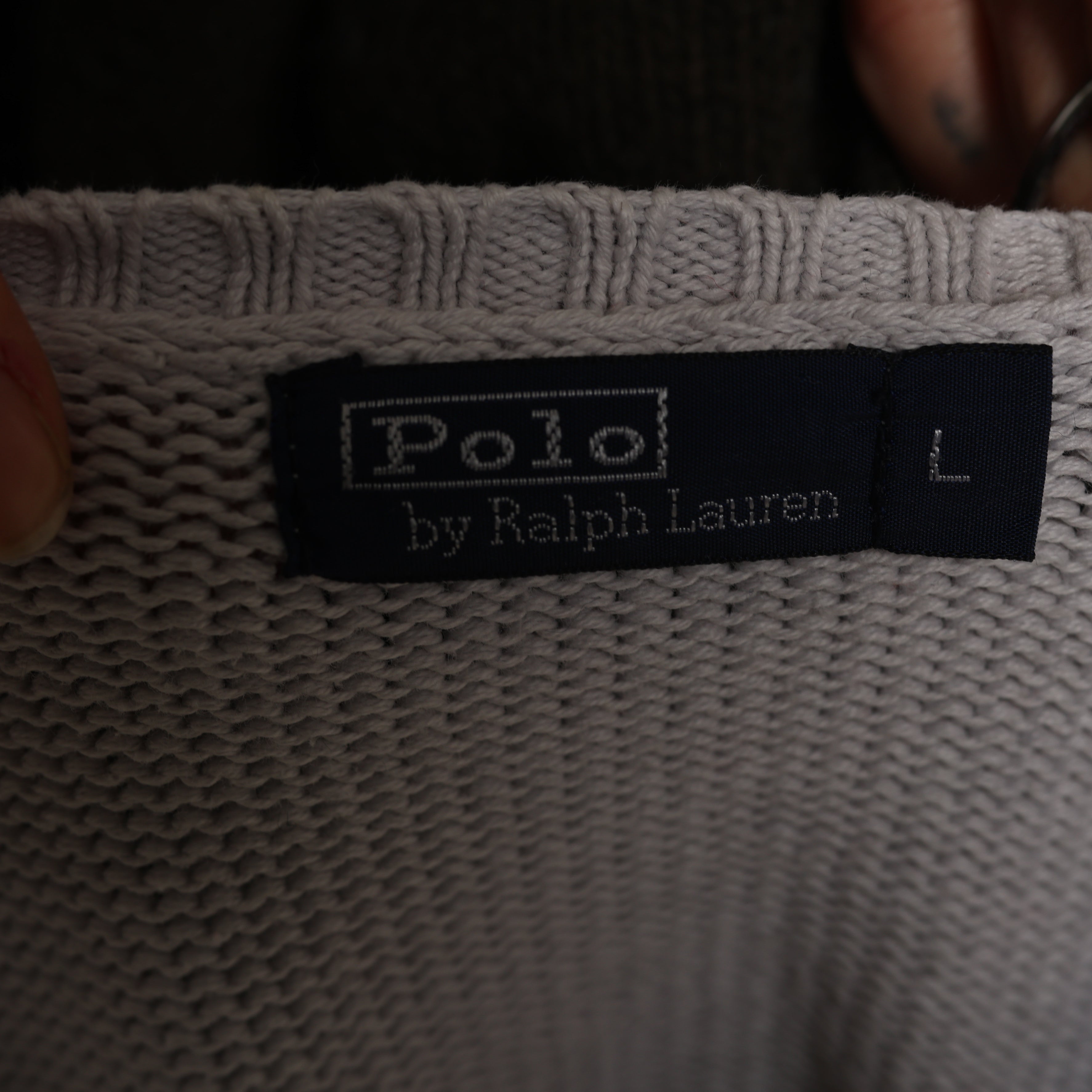 Vintage Polo Ralph Lauren V-Neck Jumper  L White Cotton