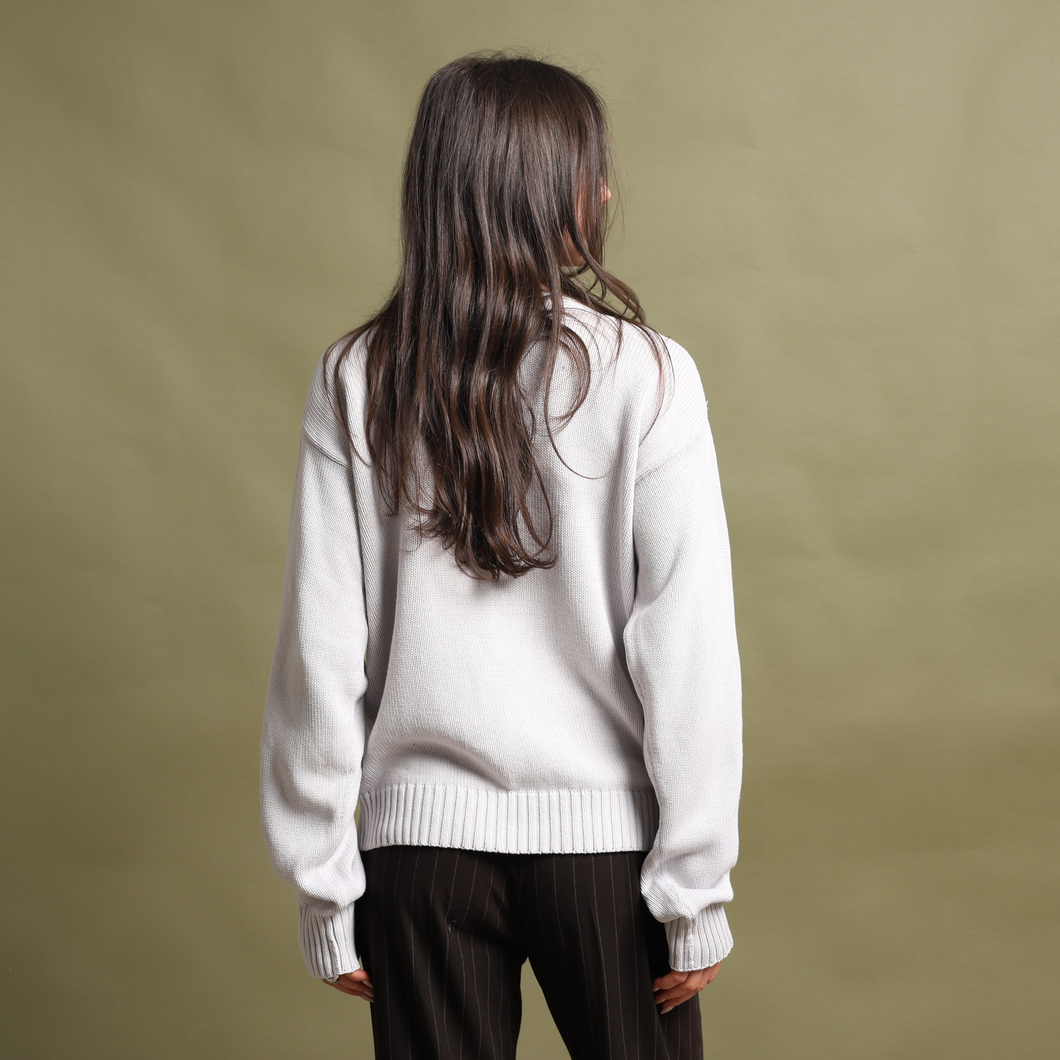 Vintage Polo Ralph Lauren V-Neck Jumper  L White Cotton