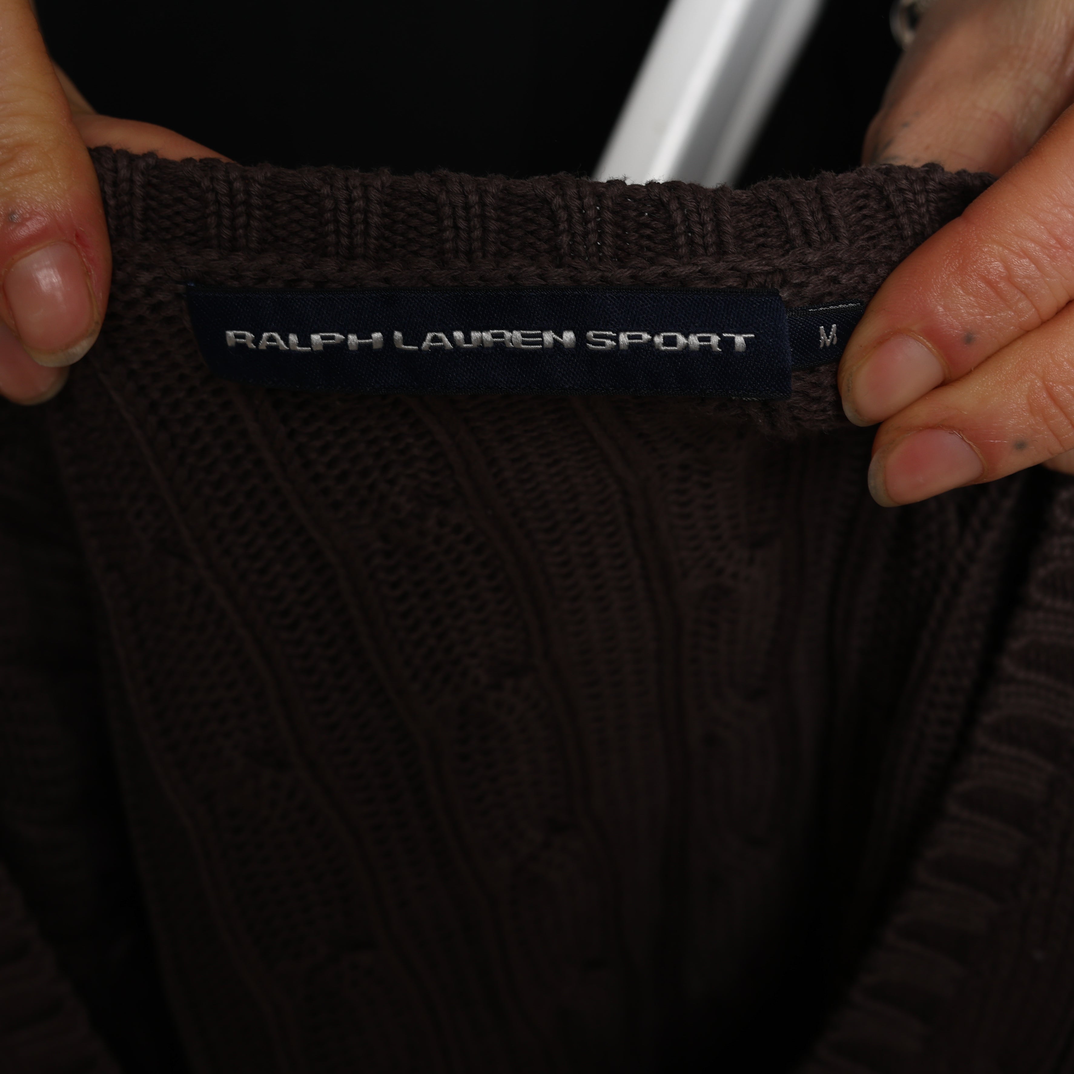 Vintage Polo Ralph Lauren V-Neck Jumper  M Brown Cotton