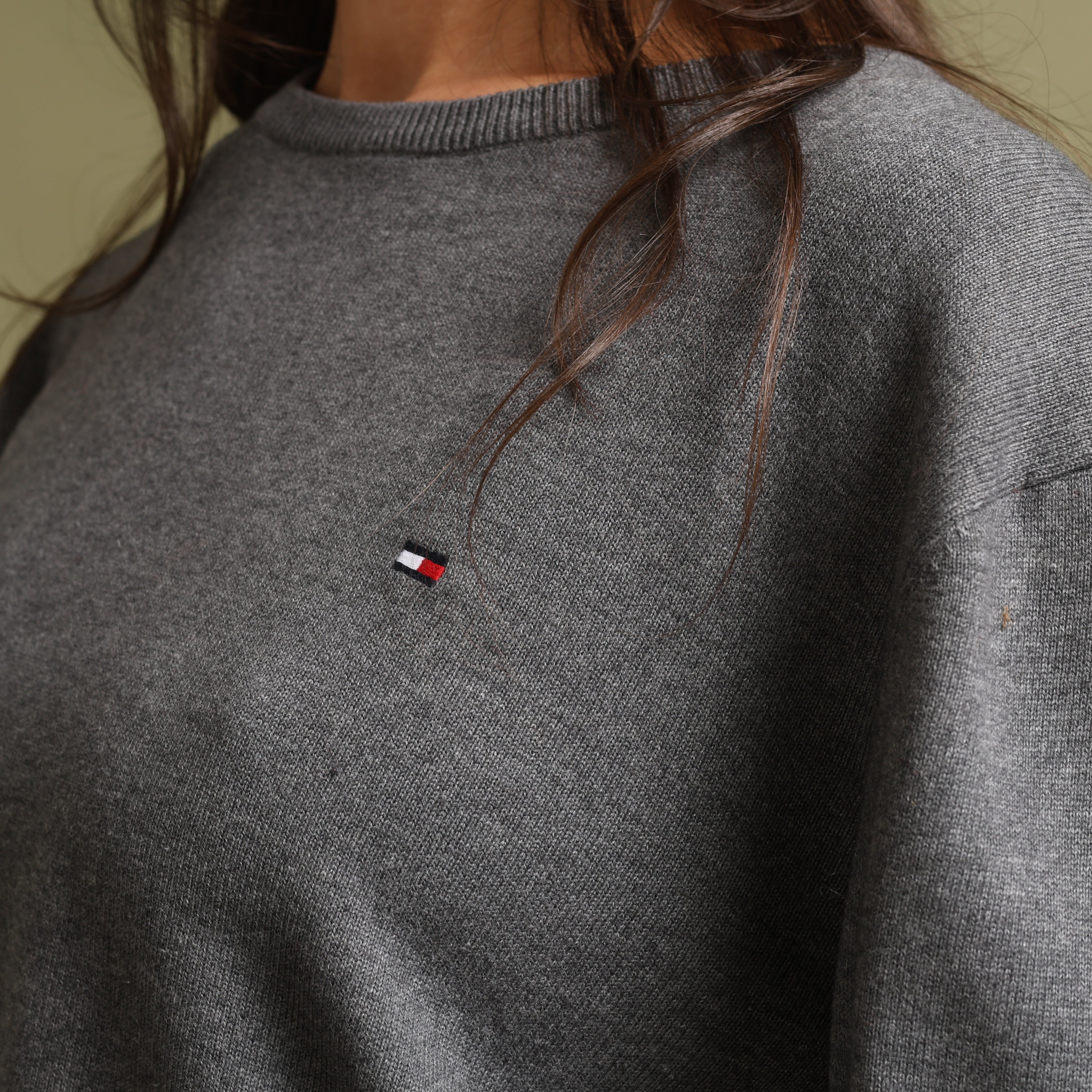 Vintage Tommy Hilfiger Jumper  L Grey Cotton