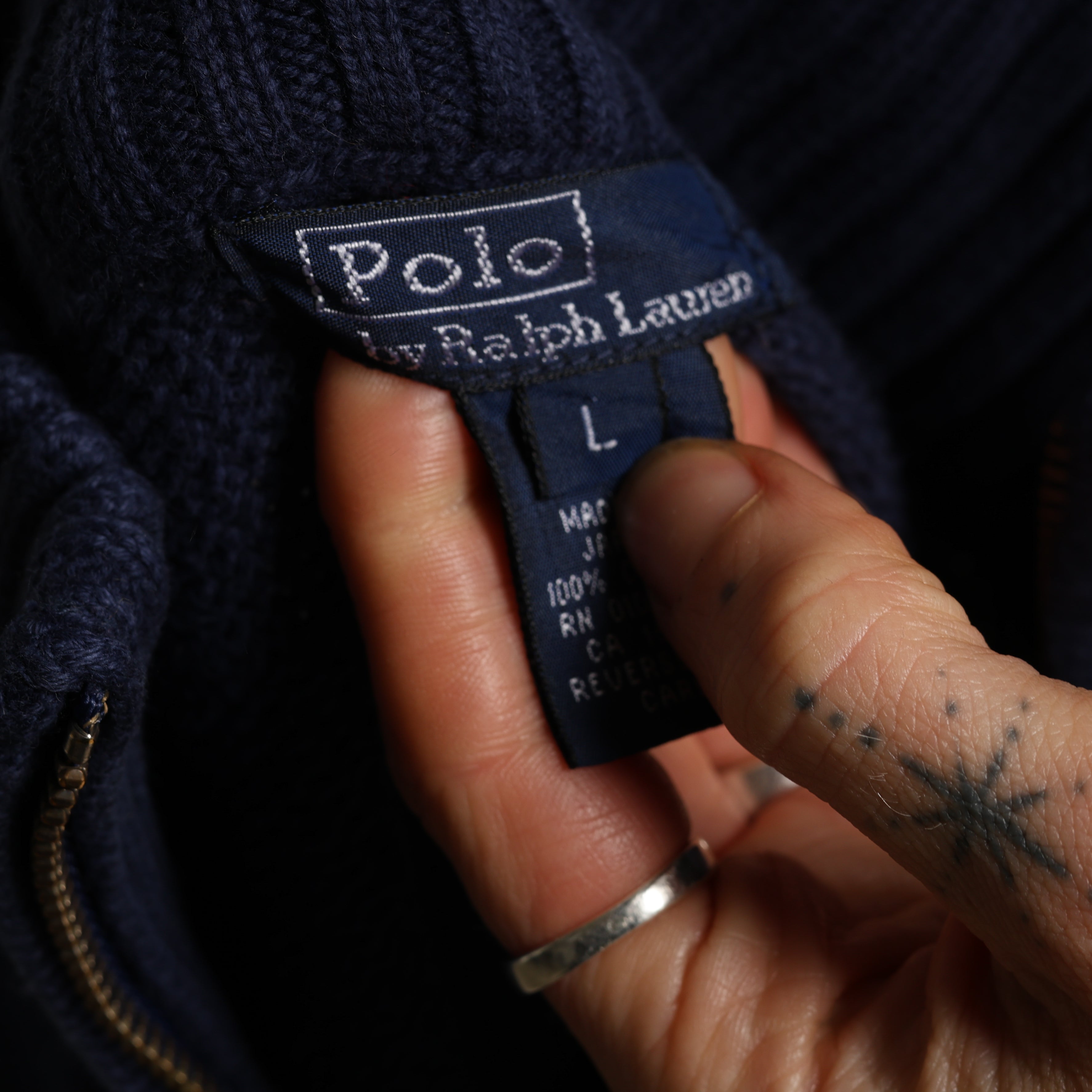 Vintage Polo Ralph Lauren 1/4 Zip Jumper  M Navy Blue Cotton